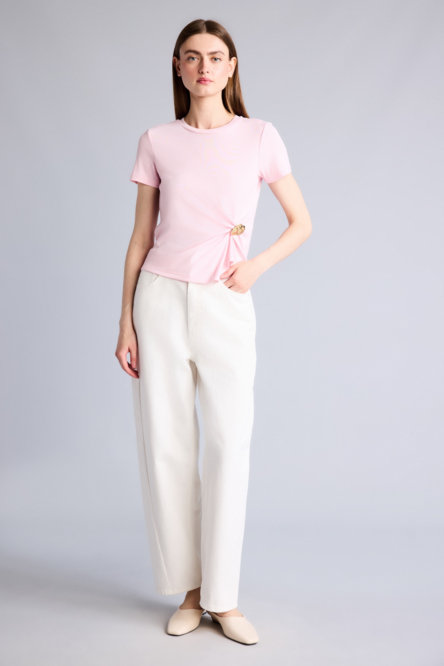 DeFacto Slim Fit Kısa kollu Ribana Tişört görsel 2