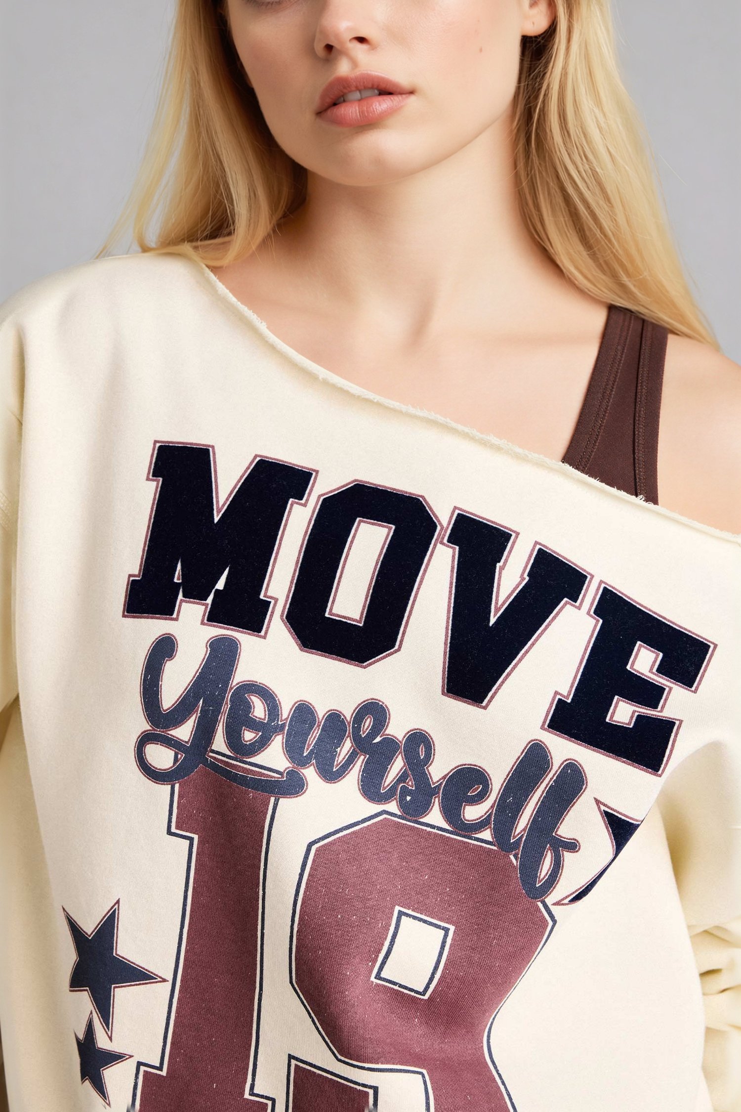 DeFacto Oversıze Kayık Yaka Baskılı Sweatshirt görsel 5