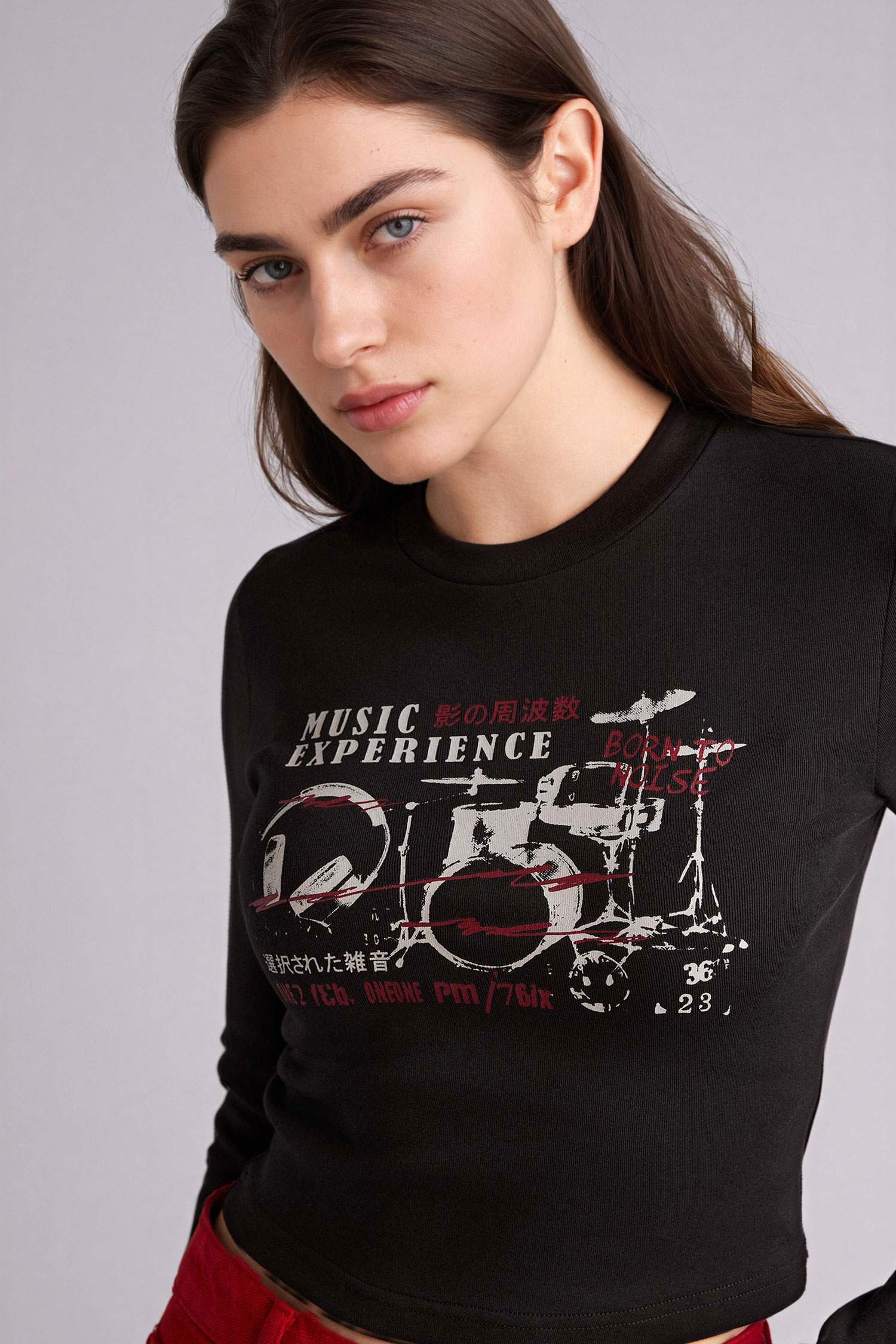 Fıtted Baskılı Ribana Tişört