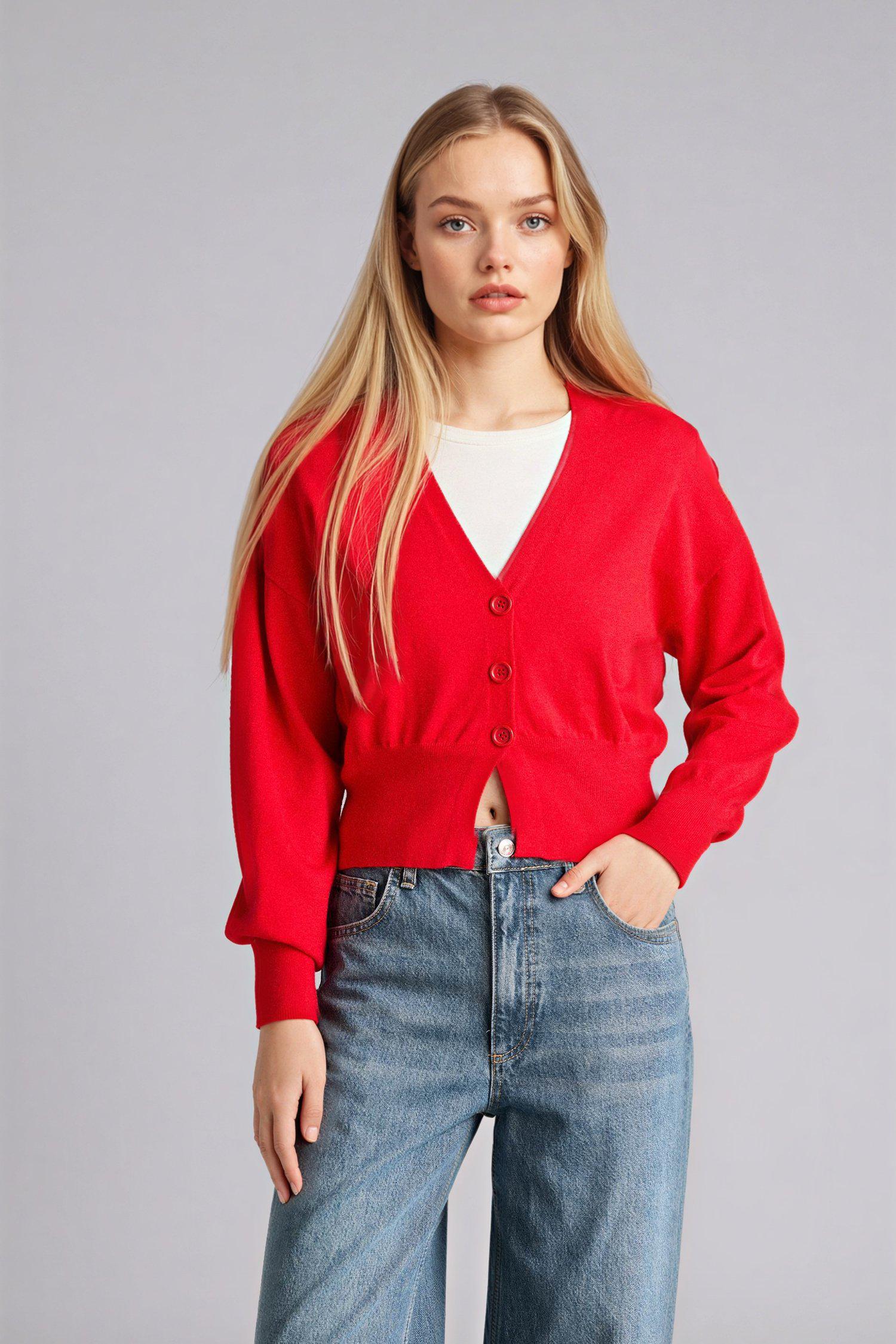DeFacto Oversize V Yaka Basic Hırka görsel 3