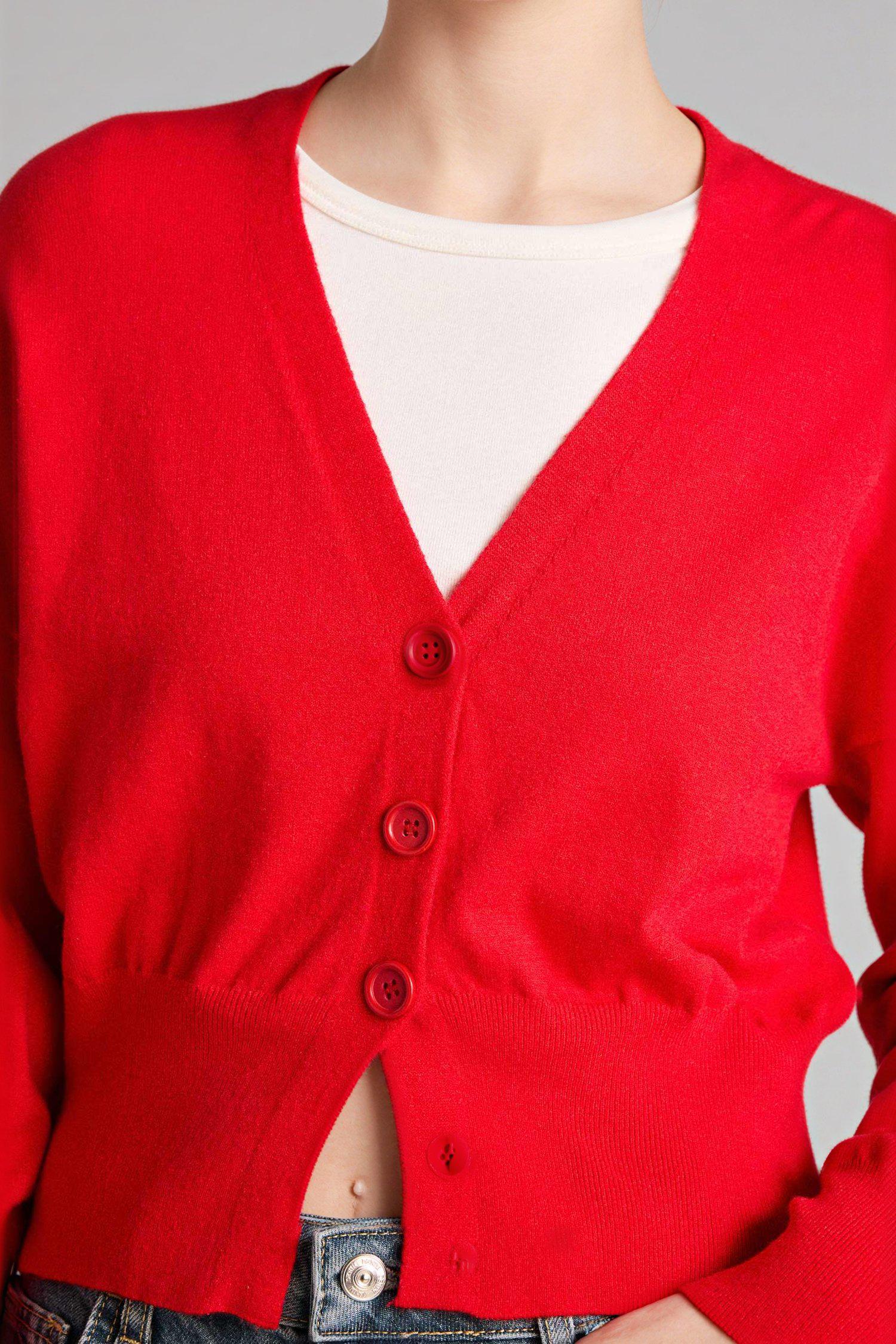 DeFacto Oversize V Yaka Basic Hırka görsel 4