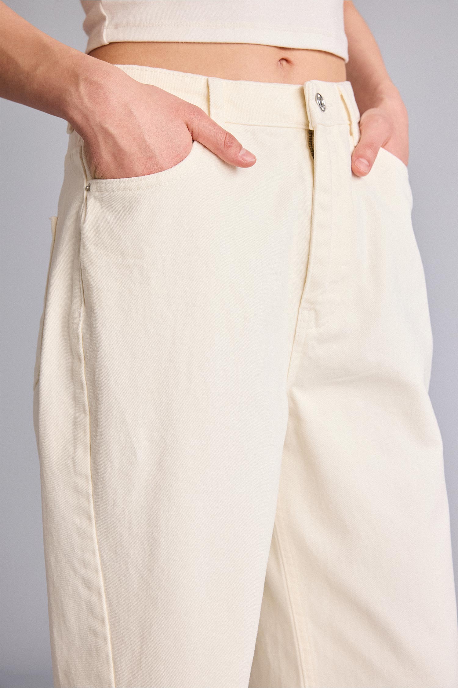 DeFacto %100 Pamuk Baggy Fıt Normal Bel Gabardin Pantolon görsel 6
