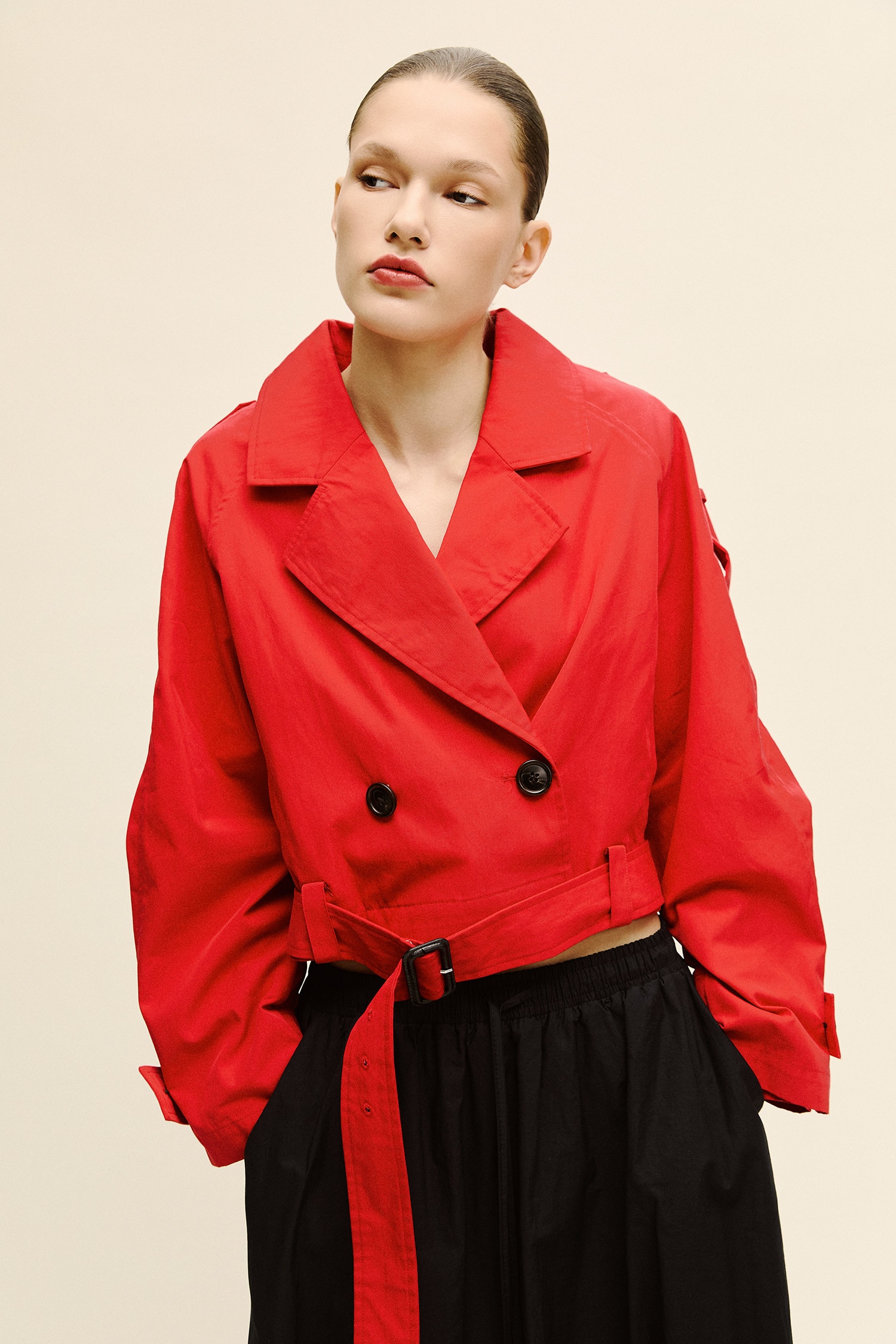DeFacto Sıcak Tutan Cropped Fıt Twill Trençkot