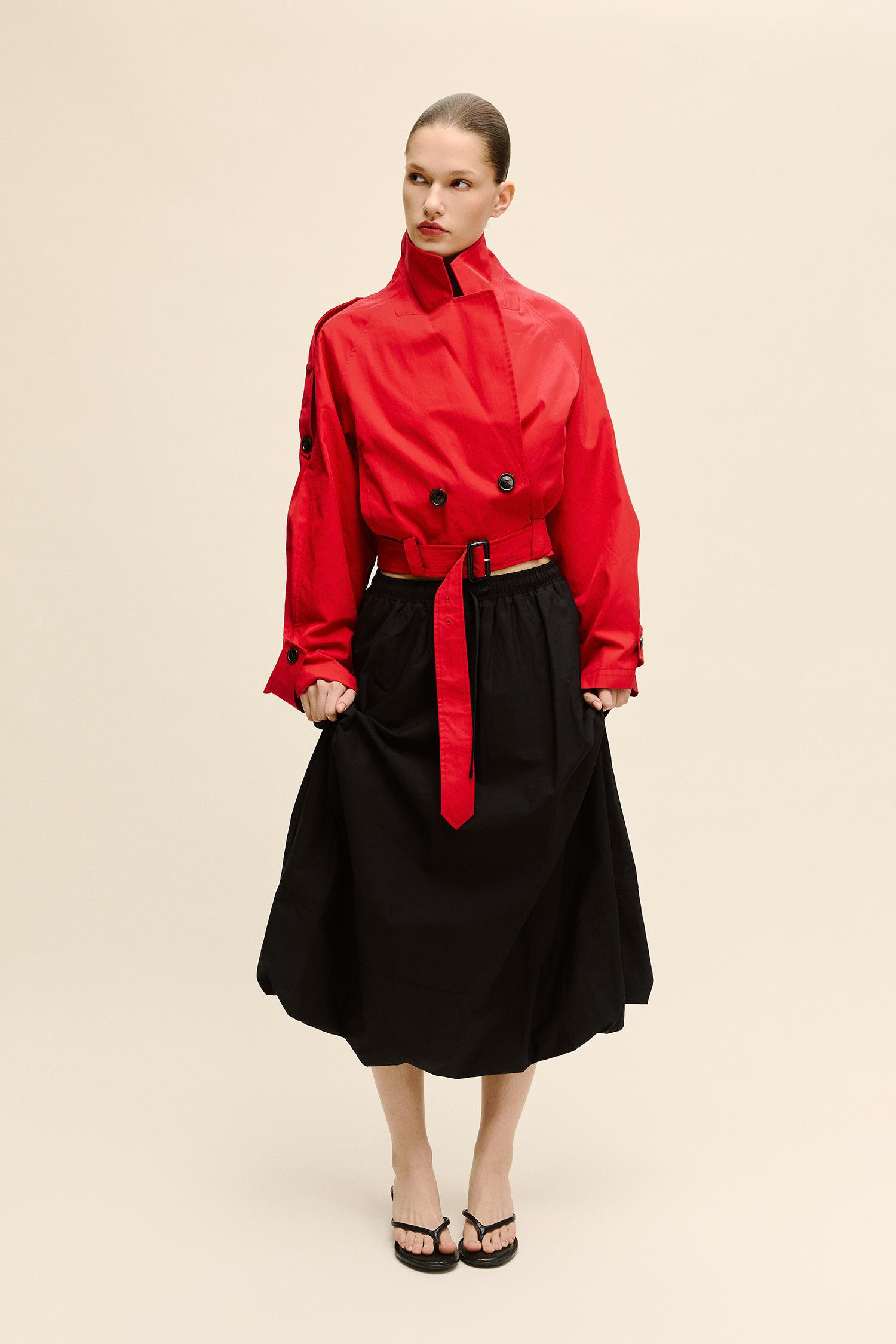 DeFacto Sıcak Tutan Cropped Fıt Twill Trençkot görsel 2