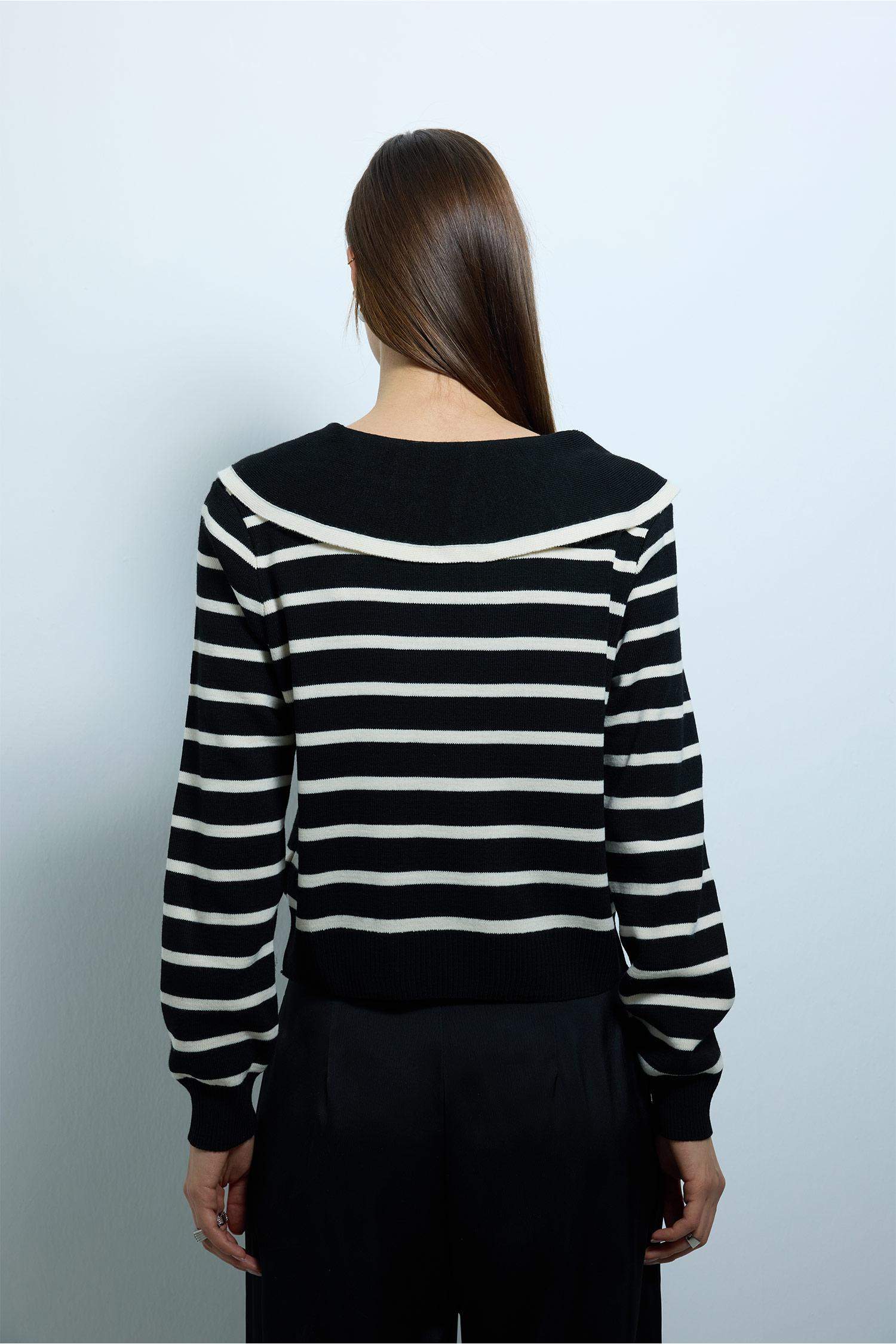 Slim Fit Çizgili Kazak