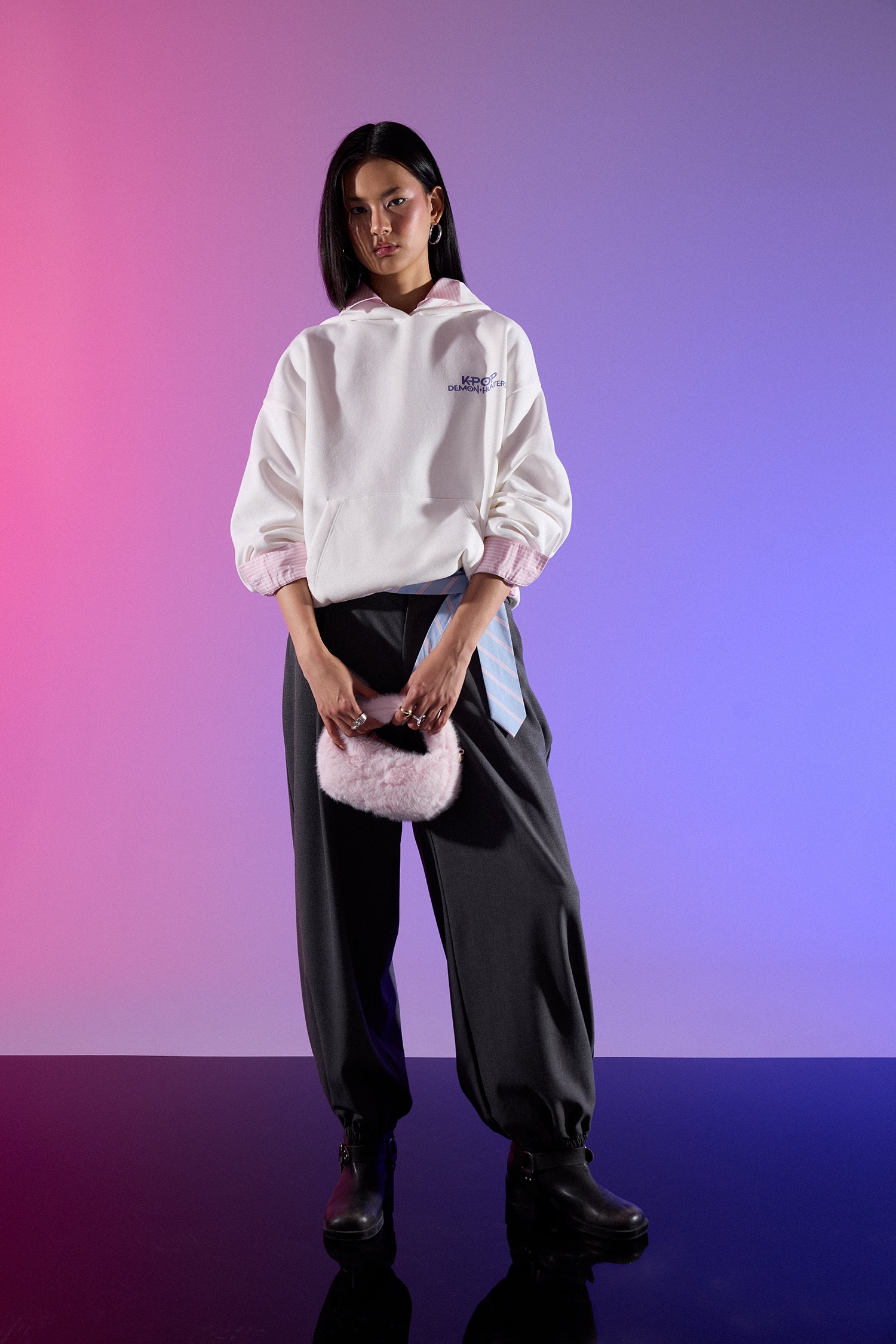 DeFacto Kpop - Demon Hunters Oversıze Kapüşonlu Sweatshirt görsel 3