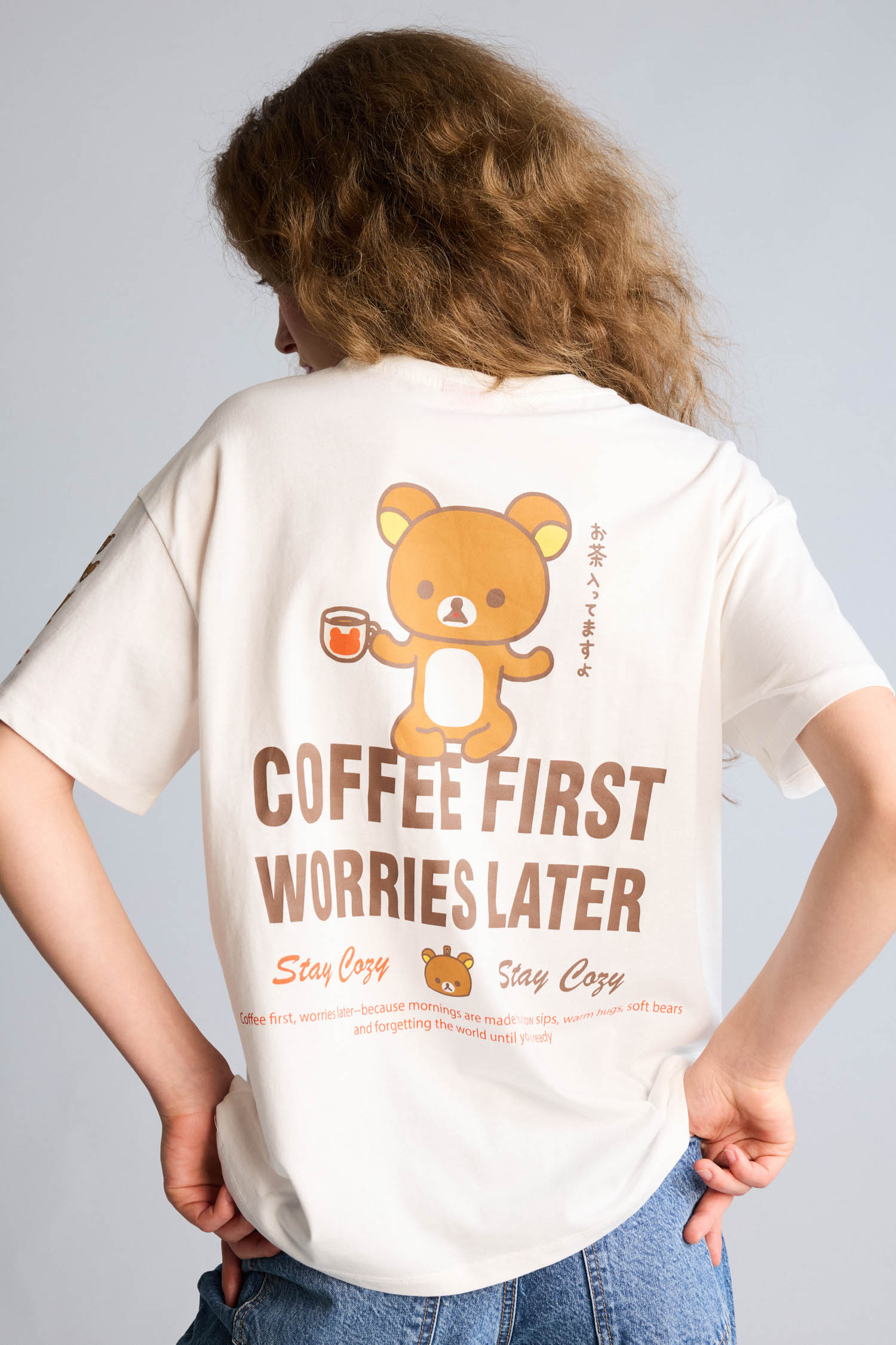 DeFacto %100 Pamuk Rilakkuma Oversıze Sırt Baskılı Tişört