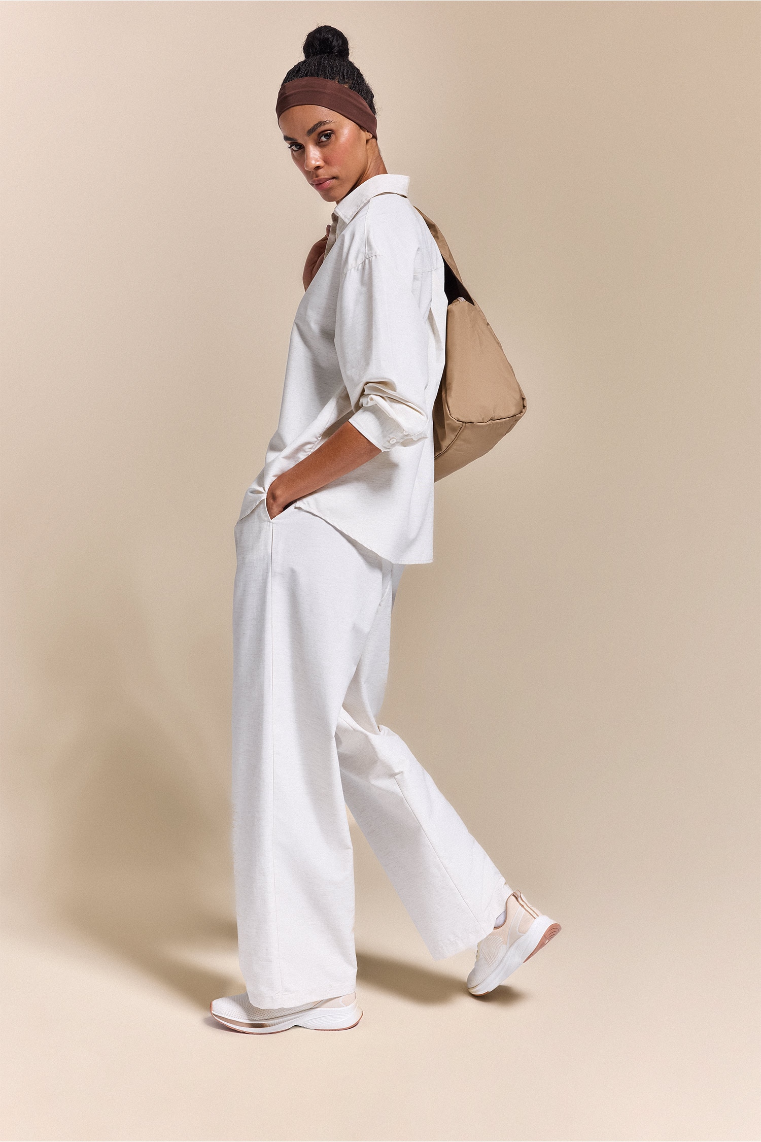DeFacto Wide Leg Keten Pantolon görsel 3