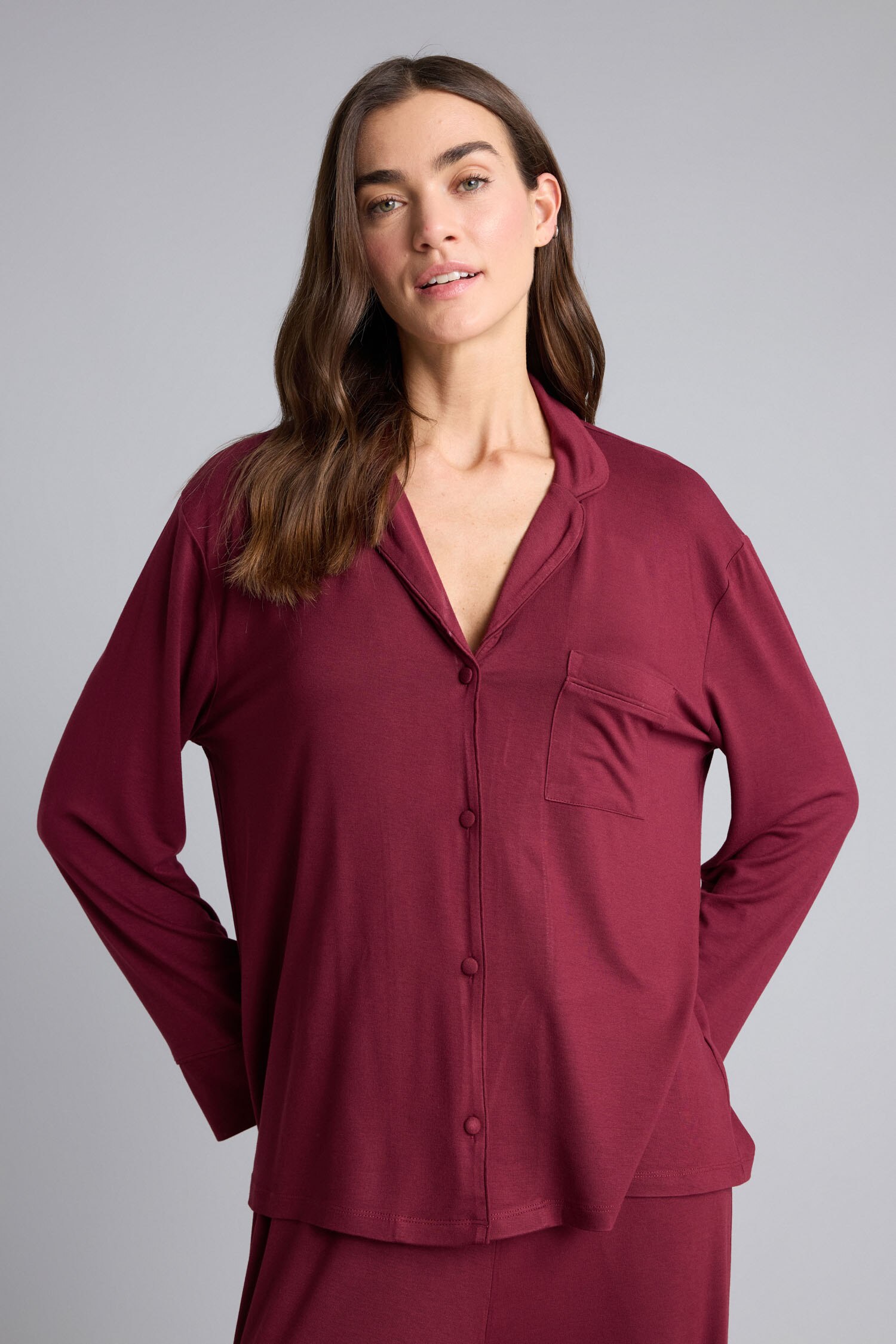 DeFacto Regular Fit Uzun Kollu Düğmeli Üst Uzun Alt Basıc Pijama Takımı görsel 3