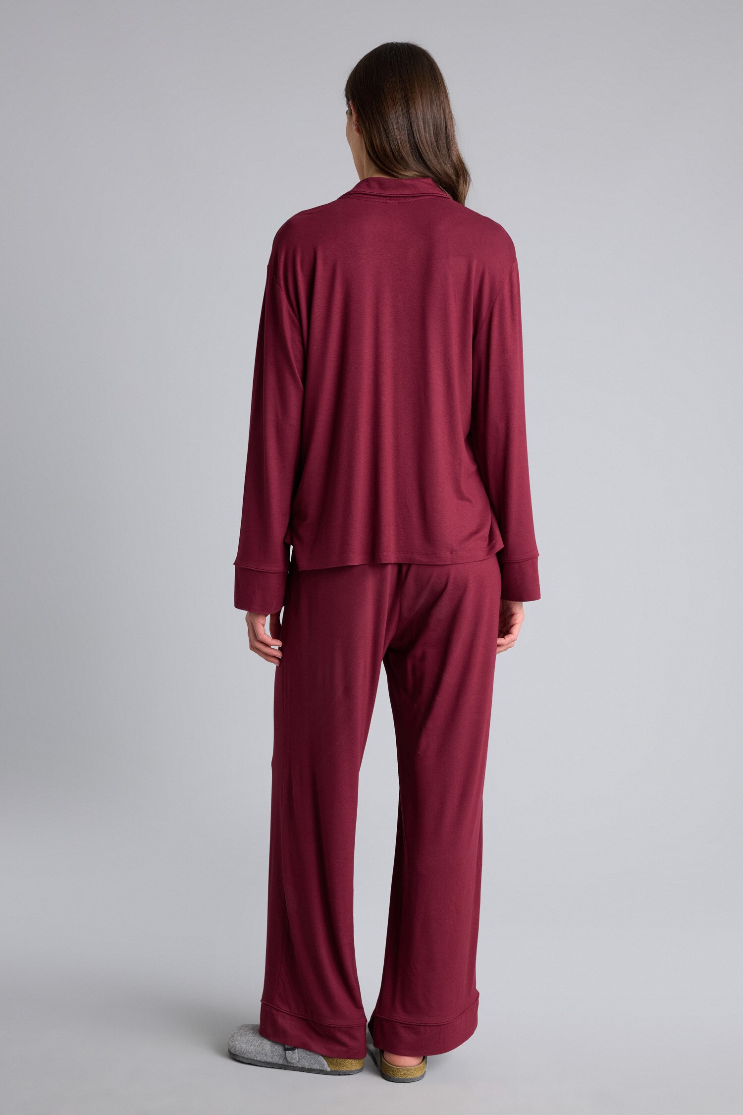 DeFacto Regular Fit Uzun Kollu Düğmeli Üst Uzun Alt Basıc Pijama Takımı görsel 7