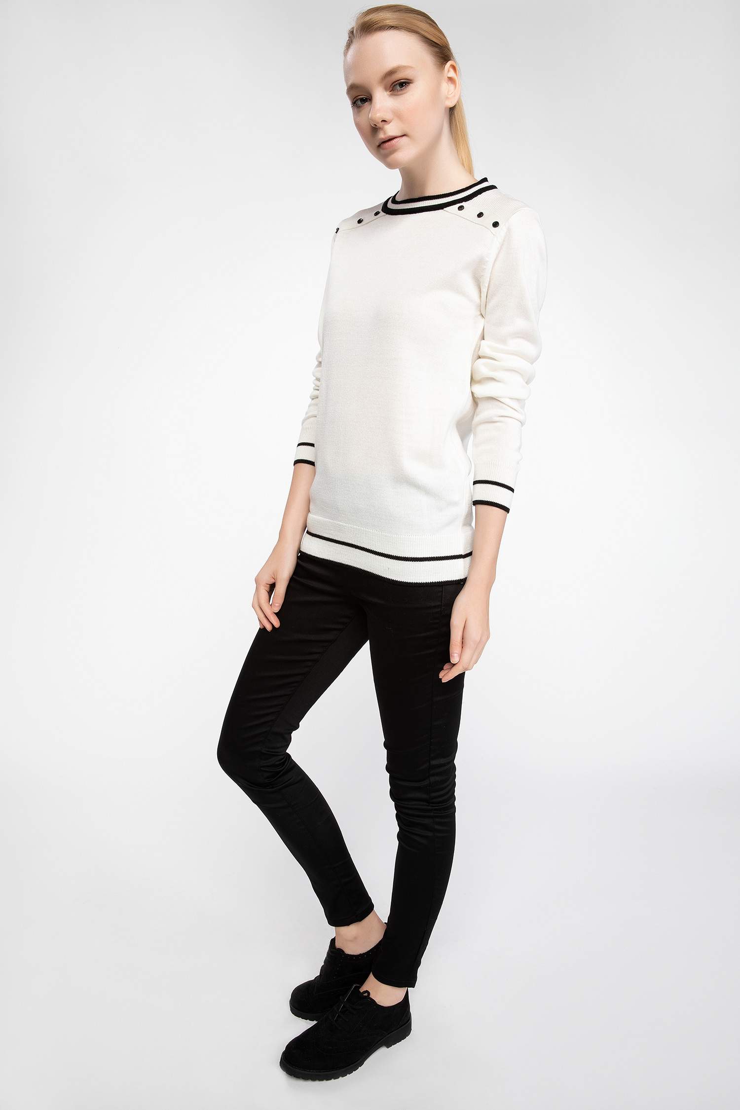 Defacto Düğme Detaylı Bisiklet Yaka Kazak. 2