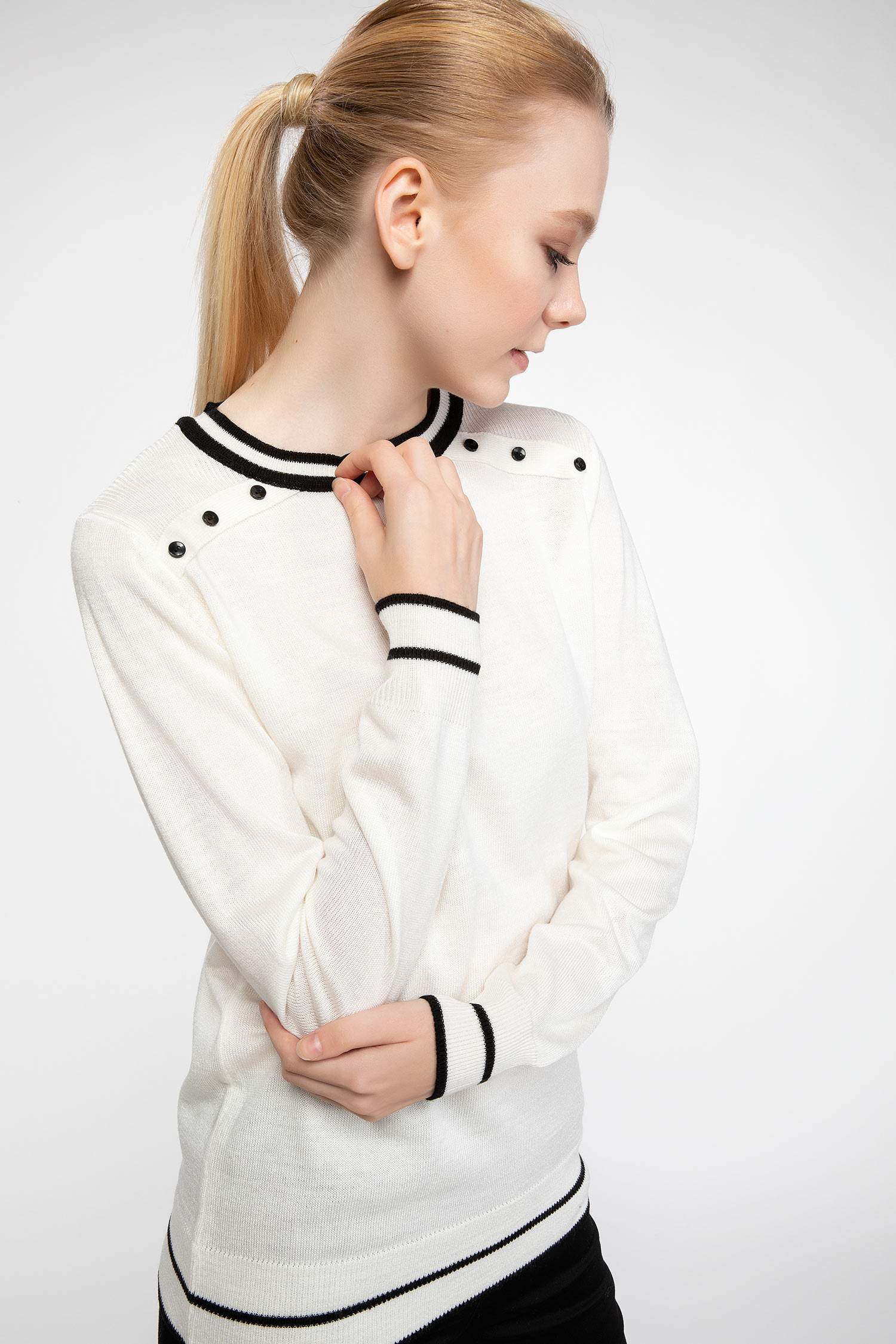 Defacto Düğme Detaylı Bisiklet Yaka Kazak. 3