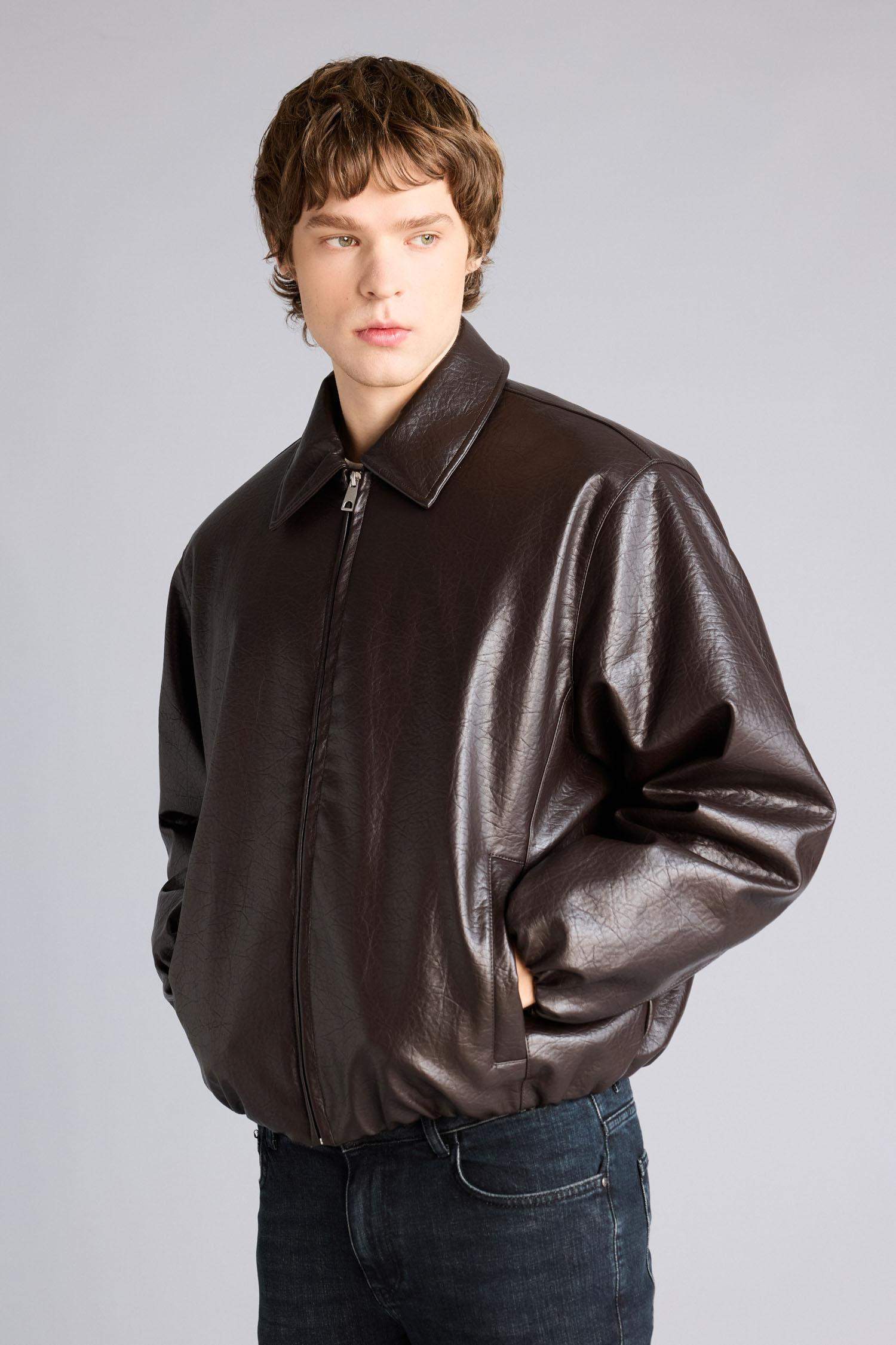 Brown MAN Faux Leather Jacket 3483966 | DeFacto
