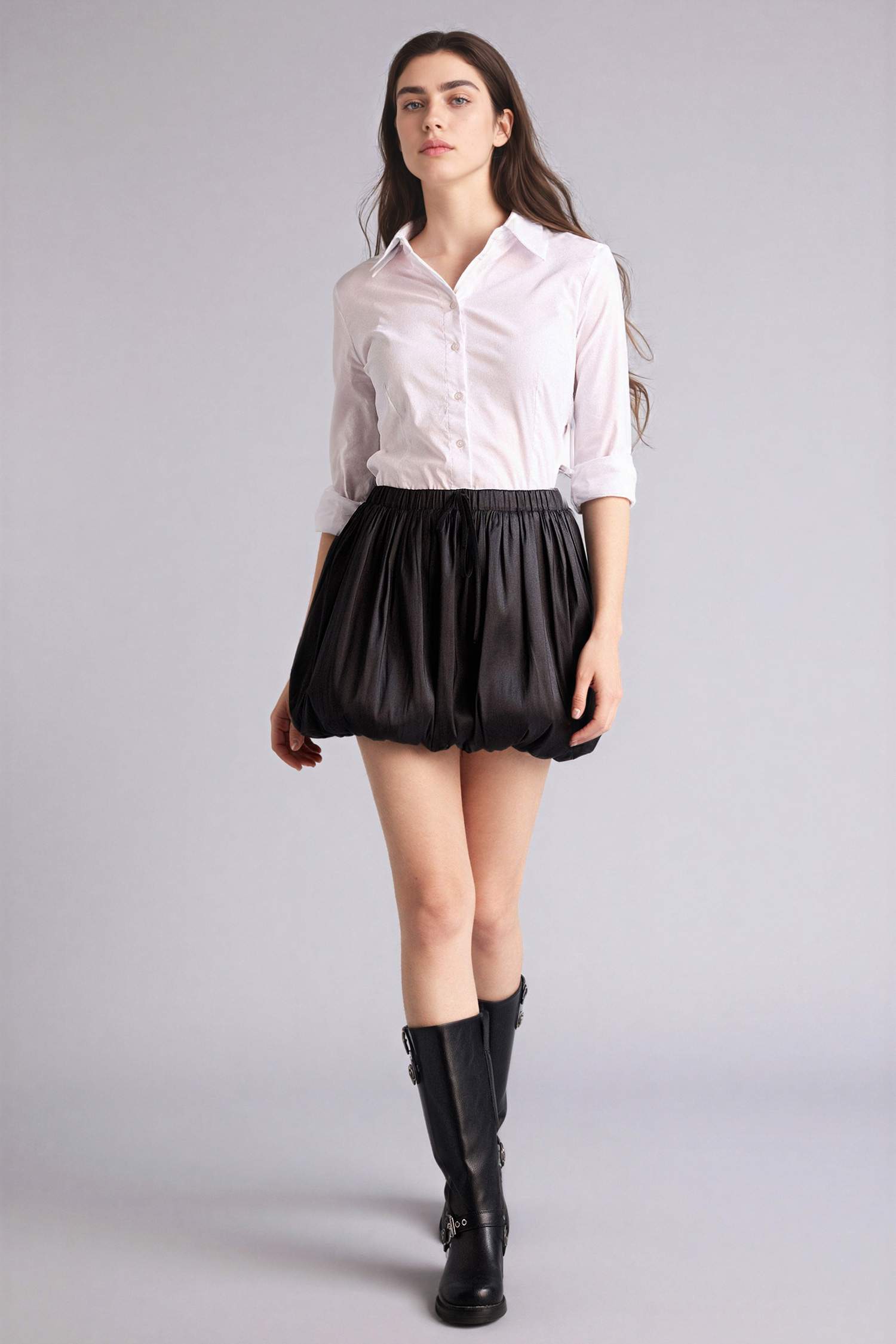 Balloon Fıt Normal Bel Tafta Mini Etek