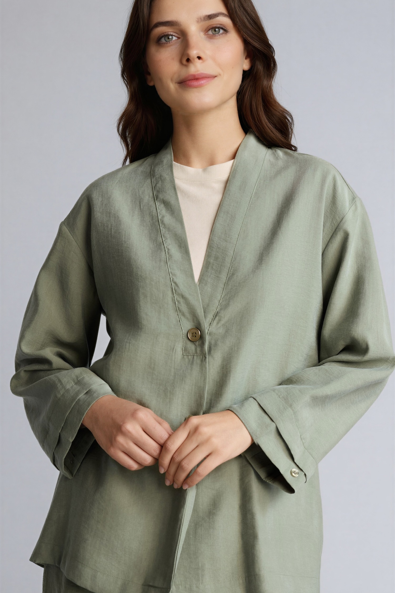 Regular Fıt V Yaka Modal Kimono