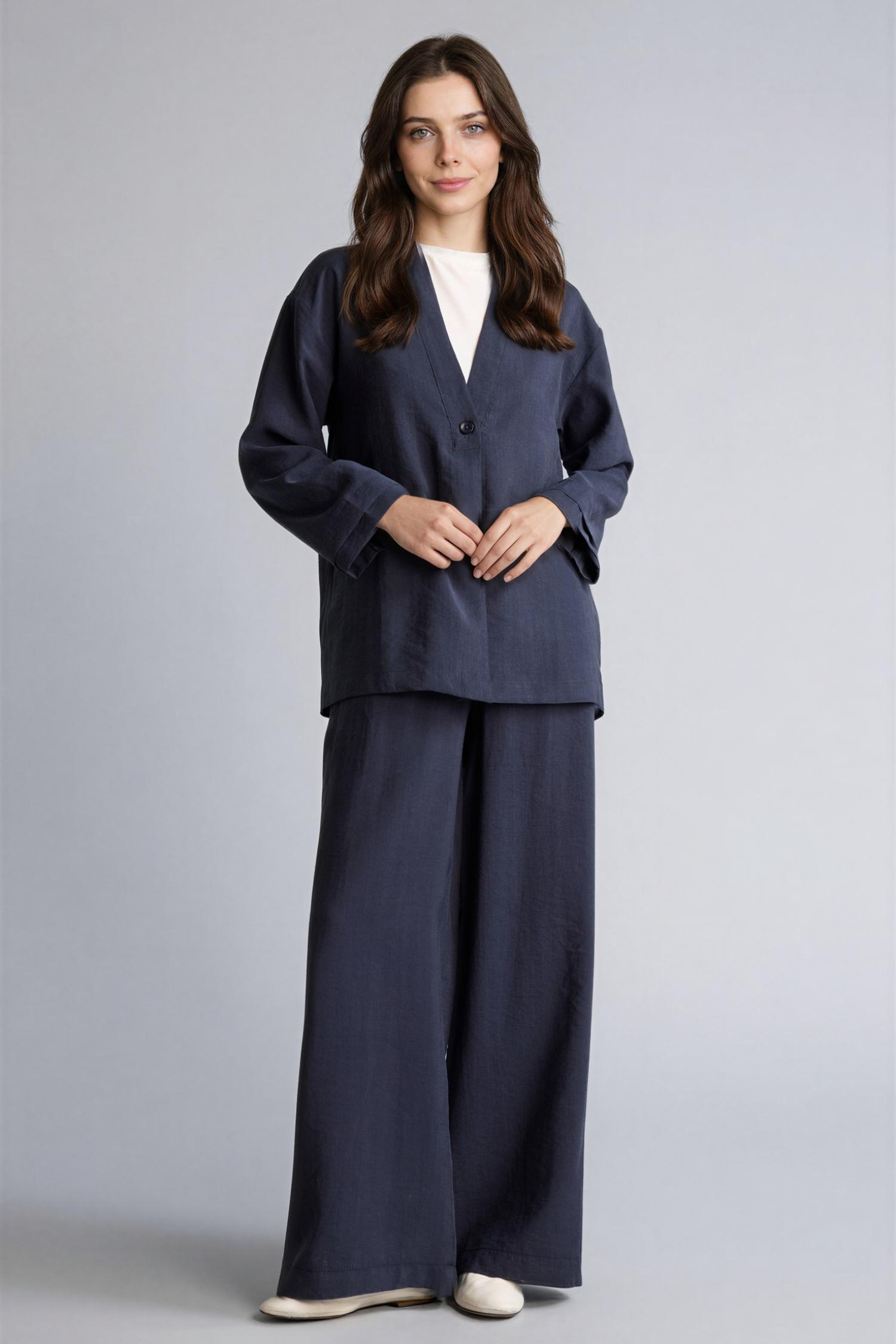 DeFacto Regular Fıt V Yaka Modal Kimono görsel 2