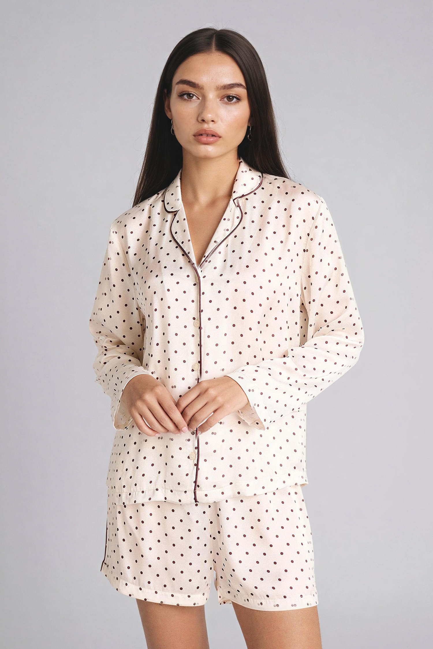 DeFacto Puantiyeli Saten Şortlu Pijama Takımı