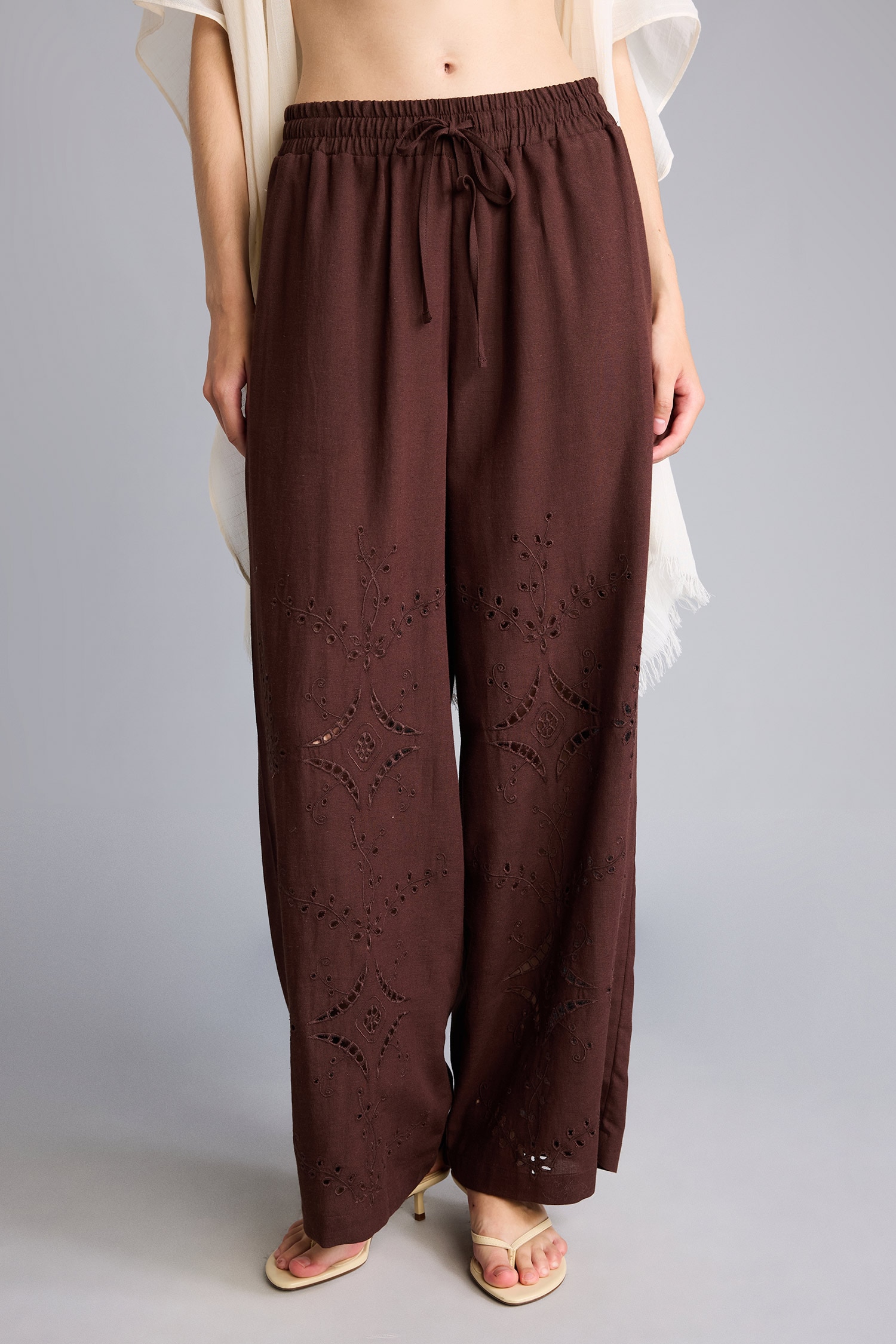 DeFacto Regular Fıt Pamuklu Wide Leg Plaj Pantolonu görsel 3