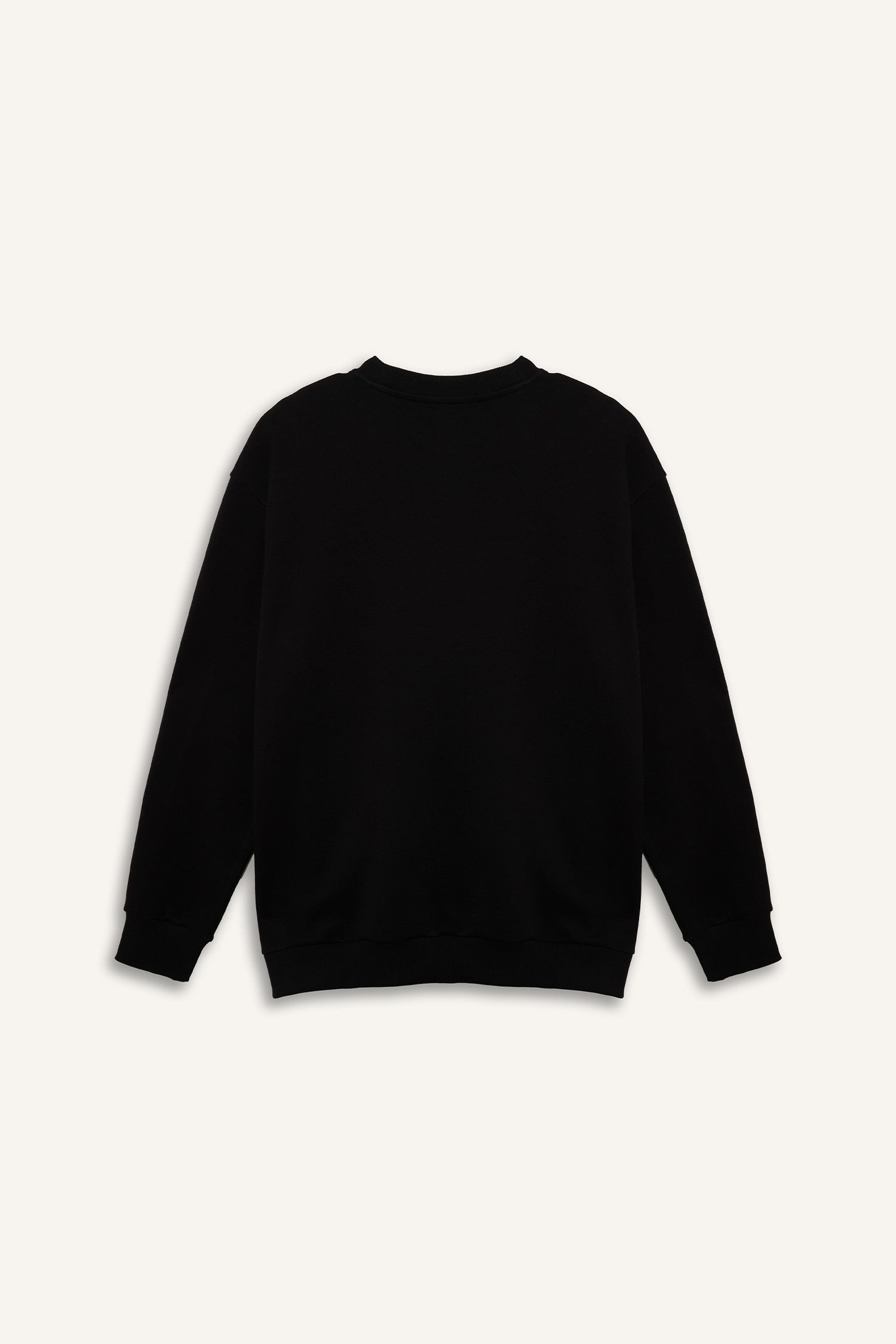DeFacto Pamuklu Boxy Fıt Büyük Beden Bisiklet Yaka Pike Sweatshirt görsel 3