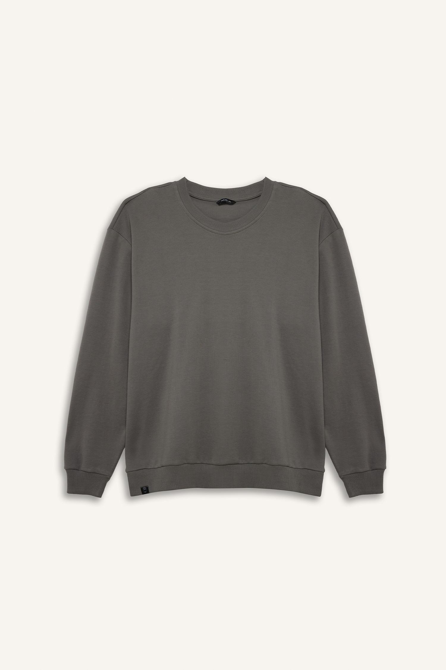 DeFacto Pamuklu Boxy Fıt Büyük Beden Bisiklet Yaka Pike Sweatshirt