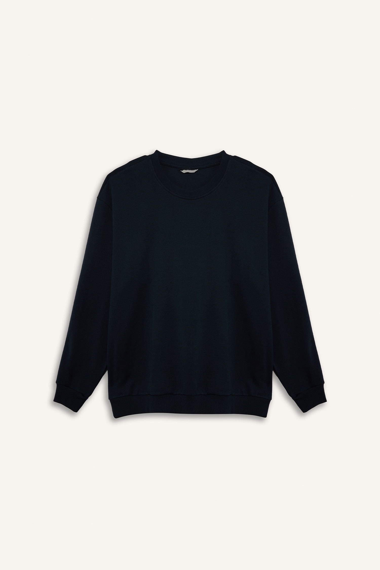 DeFacto Pamuklu Boxy Fıt Büyük Beden Bisiklet Yaka Pike Sweatshirt
