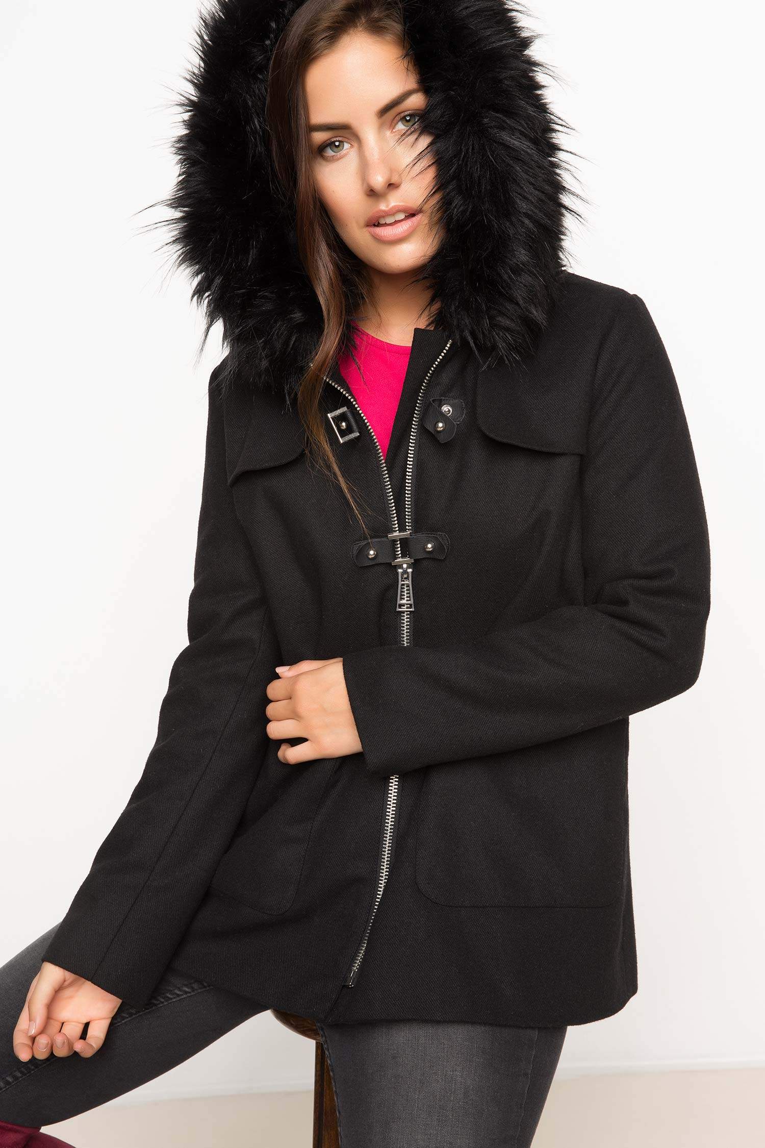 Defacto Yakası Kürk Detaylı Mont. 1