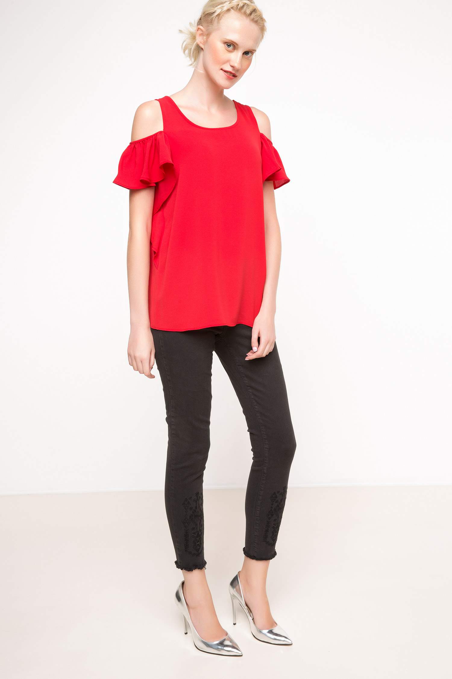 Defacto Askılı Fırfırlı Bluz. 2