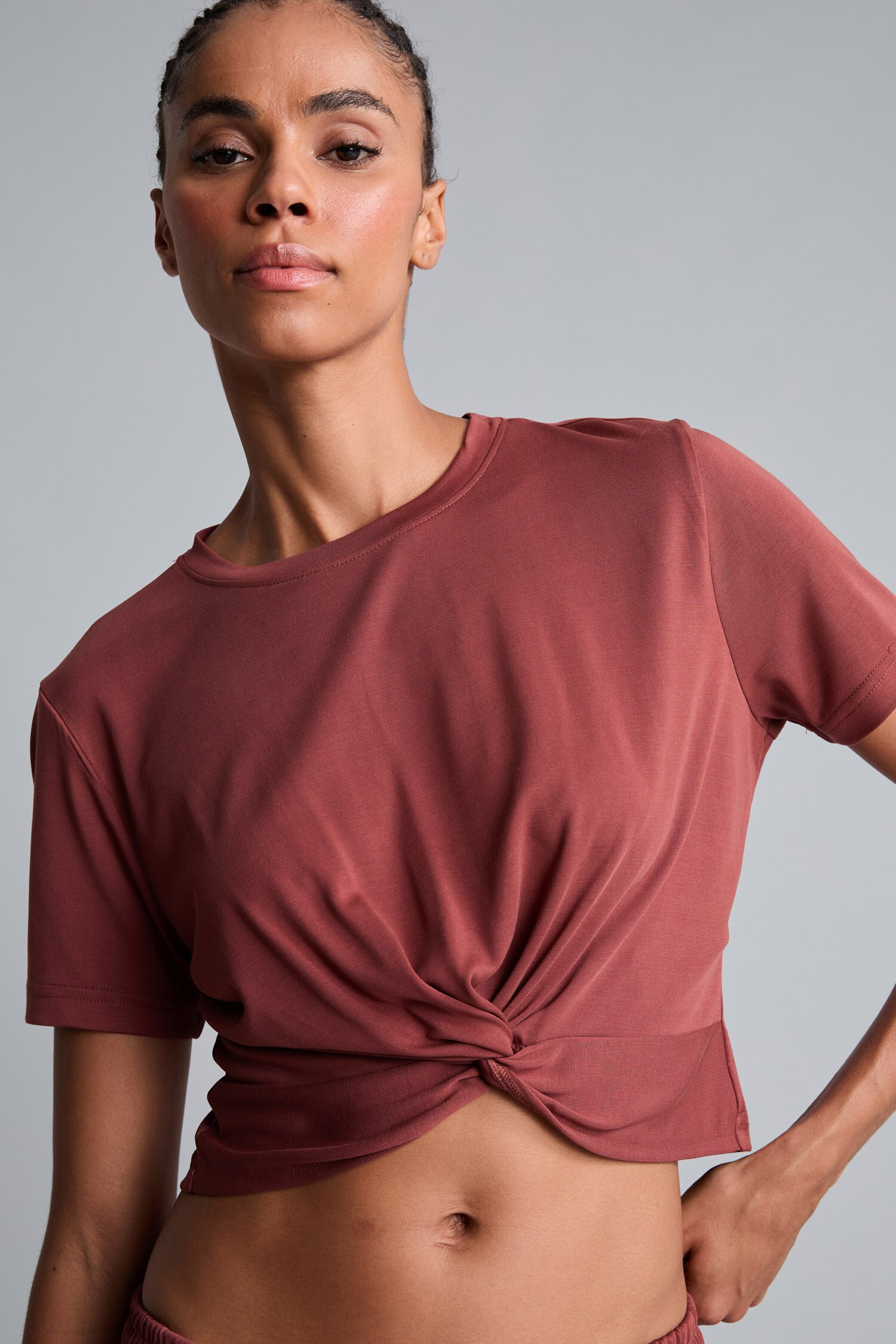 DeFacto Ultra Yumuşak Cropped Sporcu Modal Crop Tişört görsel 4