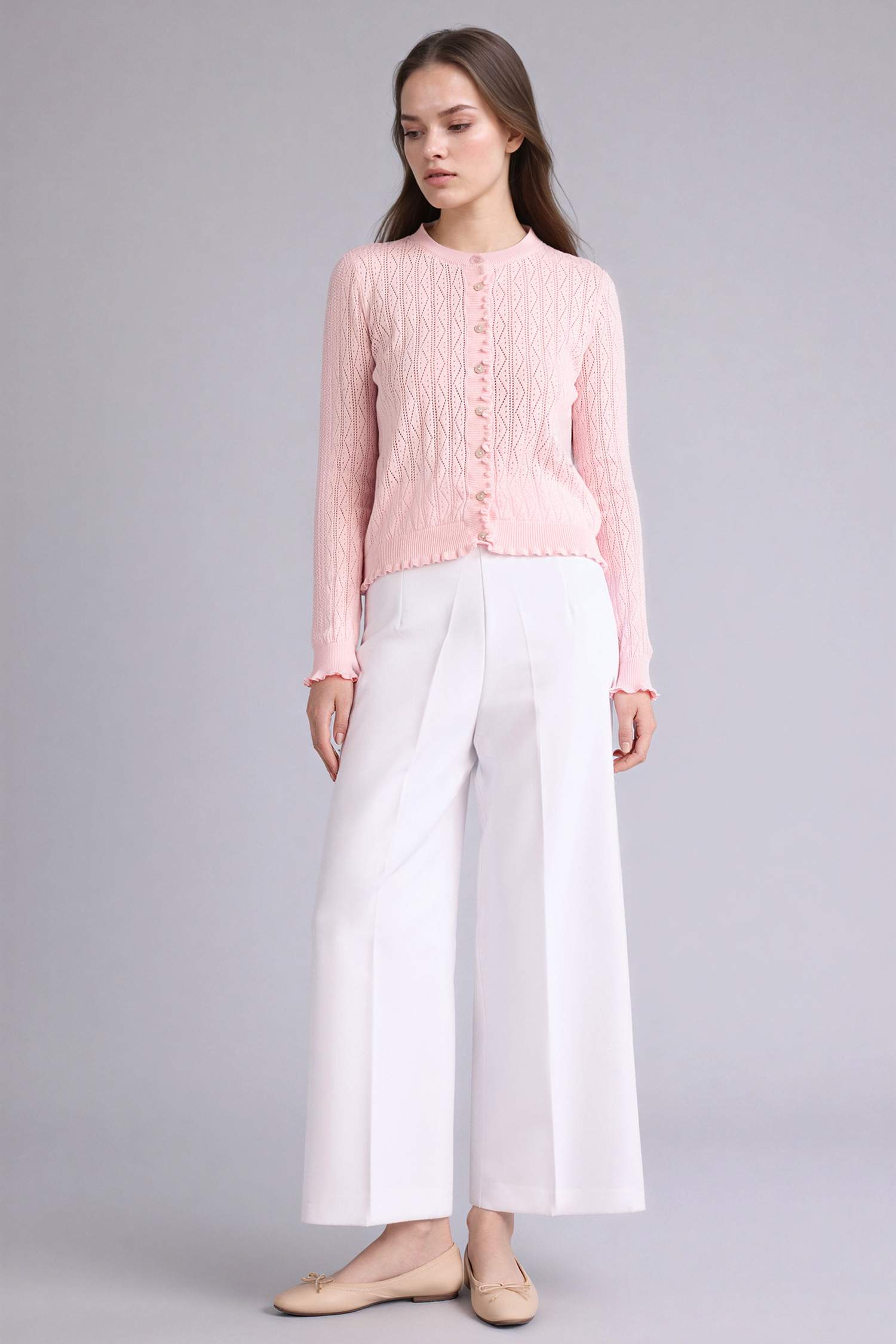 Pink WOMAN 100% Cotton Regular Fit Lace Cardigan 3488362 | DeFacto