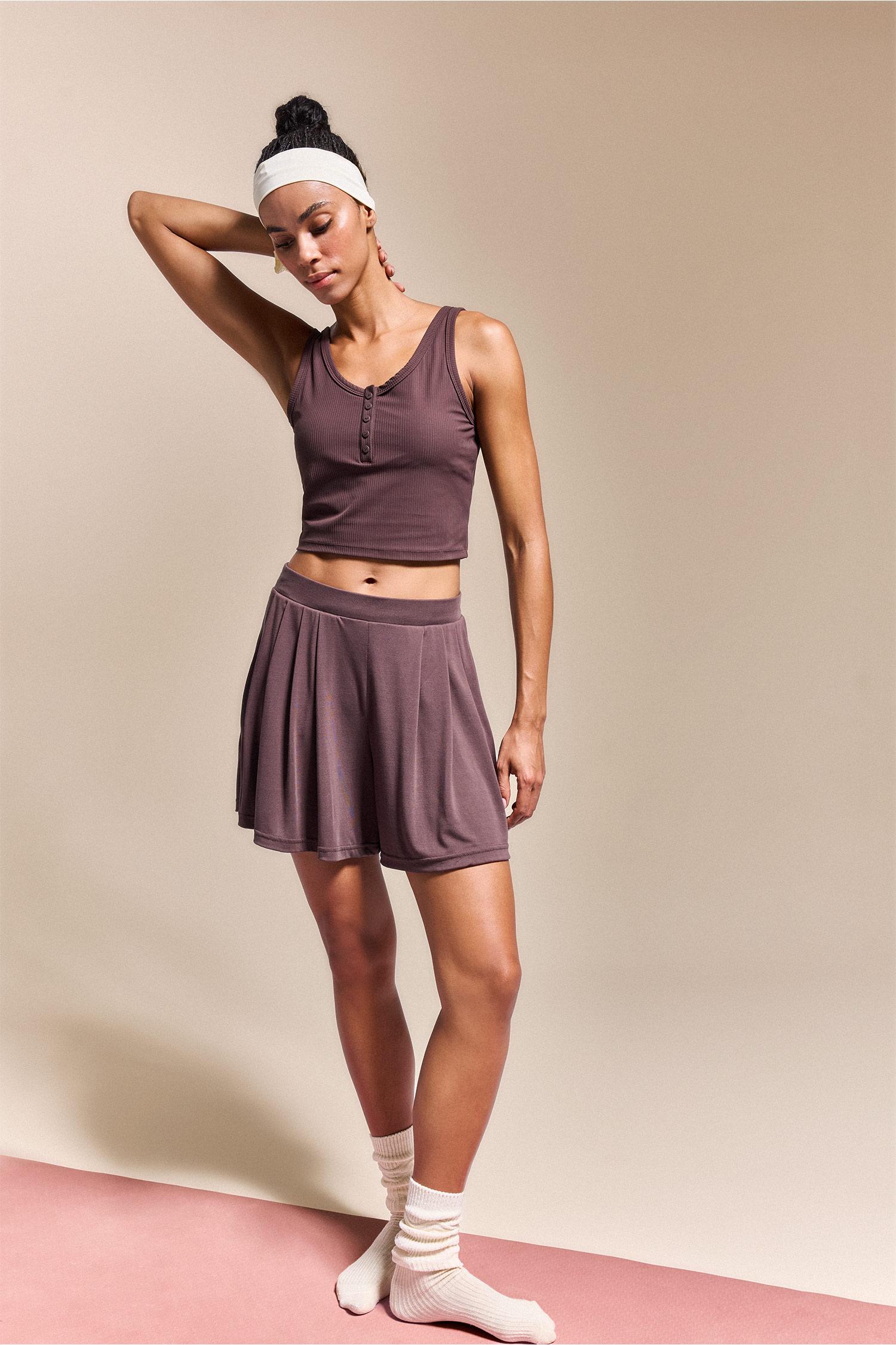 DeFacto Esnek Kumaş Crop Top Düğmeli Yaka görsel 2