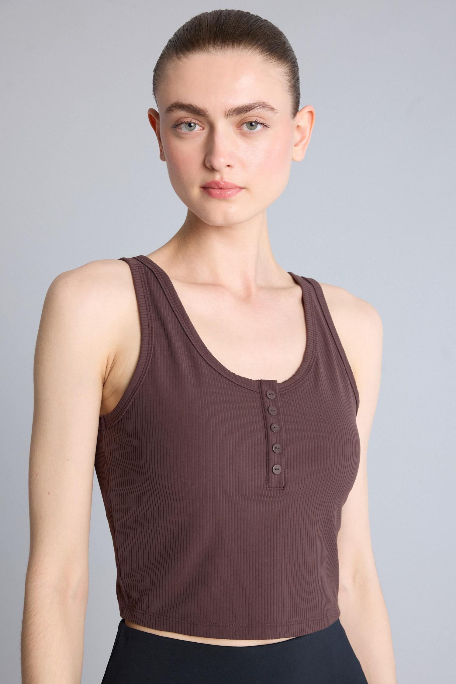 DeFacto Esnek Kumaş Crop Top Düğmeli Yaka görsel 5