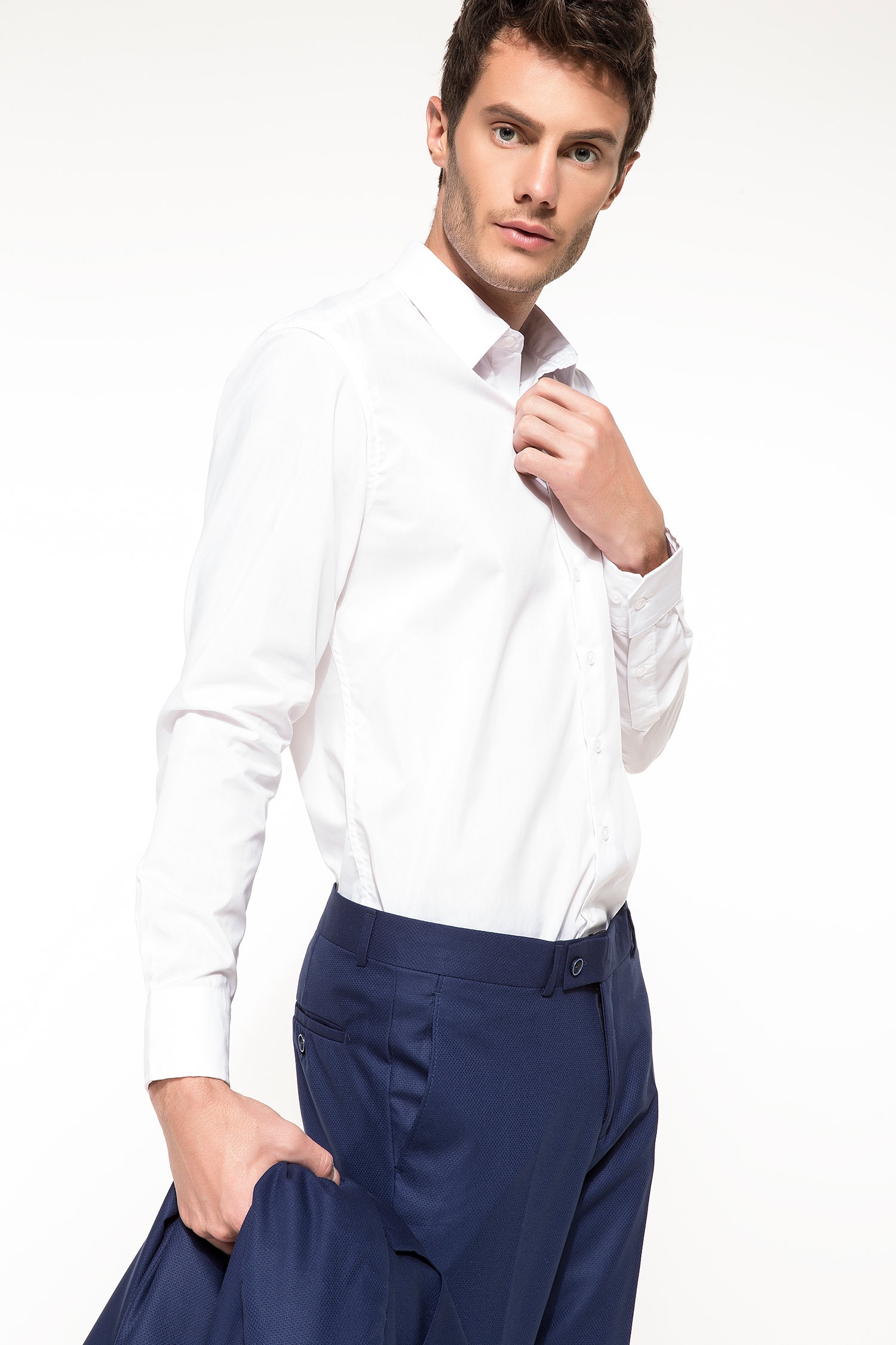 Defacto Polo Yaka Slim Fit Uzun Kollu Gömlek. 1