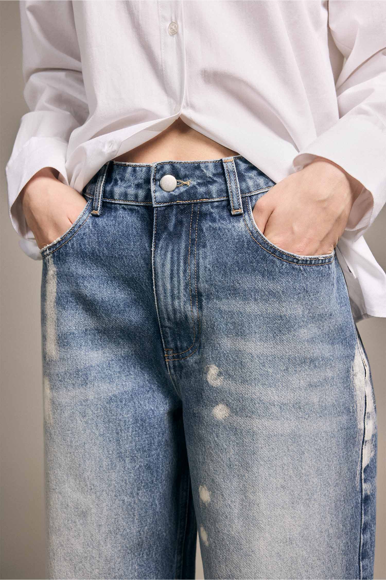DeFacto %100 Pamuk Kadın Wide Leg Jean Pantolon görsel 6