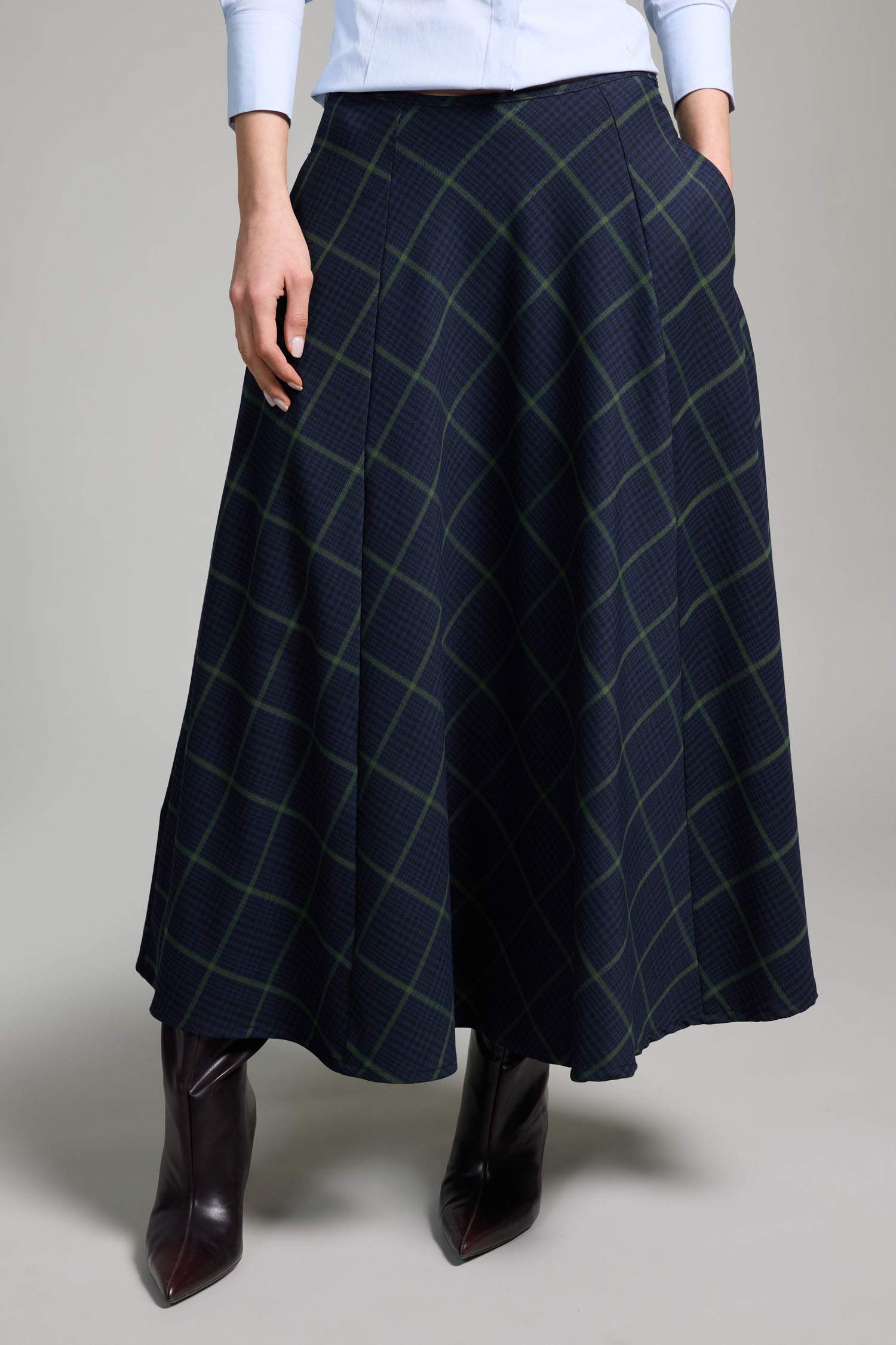 A Cut Printed Normal Waist Midi Skirt