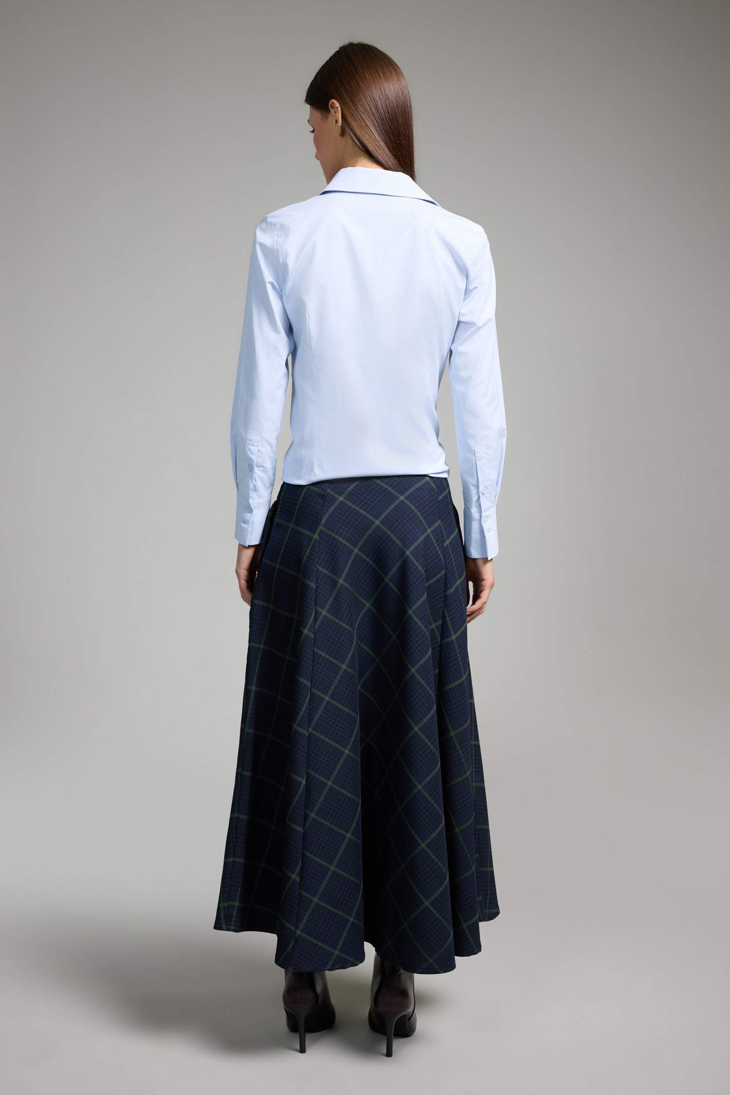 A Cut Printed Normal Waist Midi Skirt