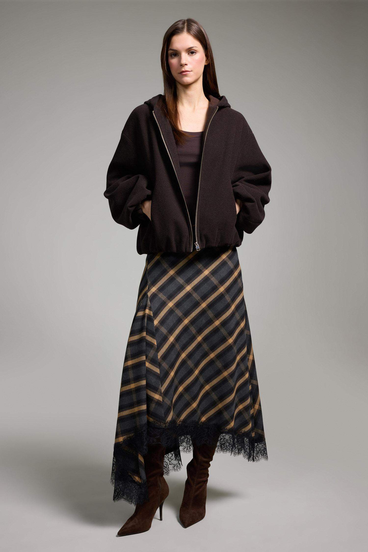 A Kesim Baskılı Normal Bel Midi Etek