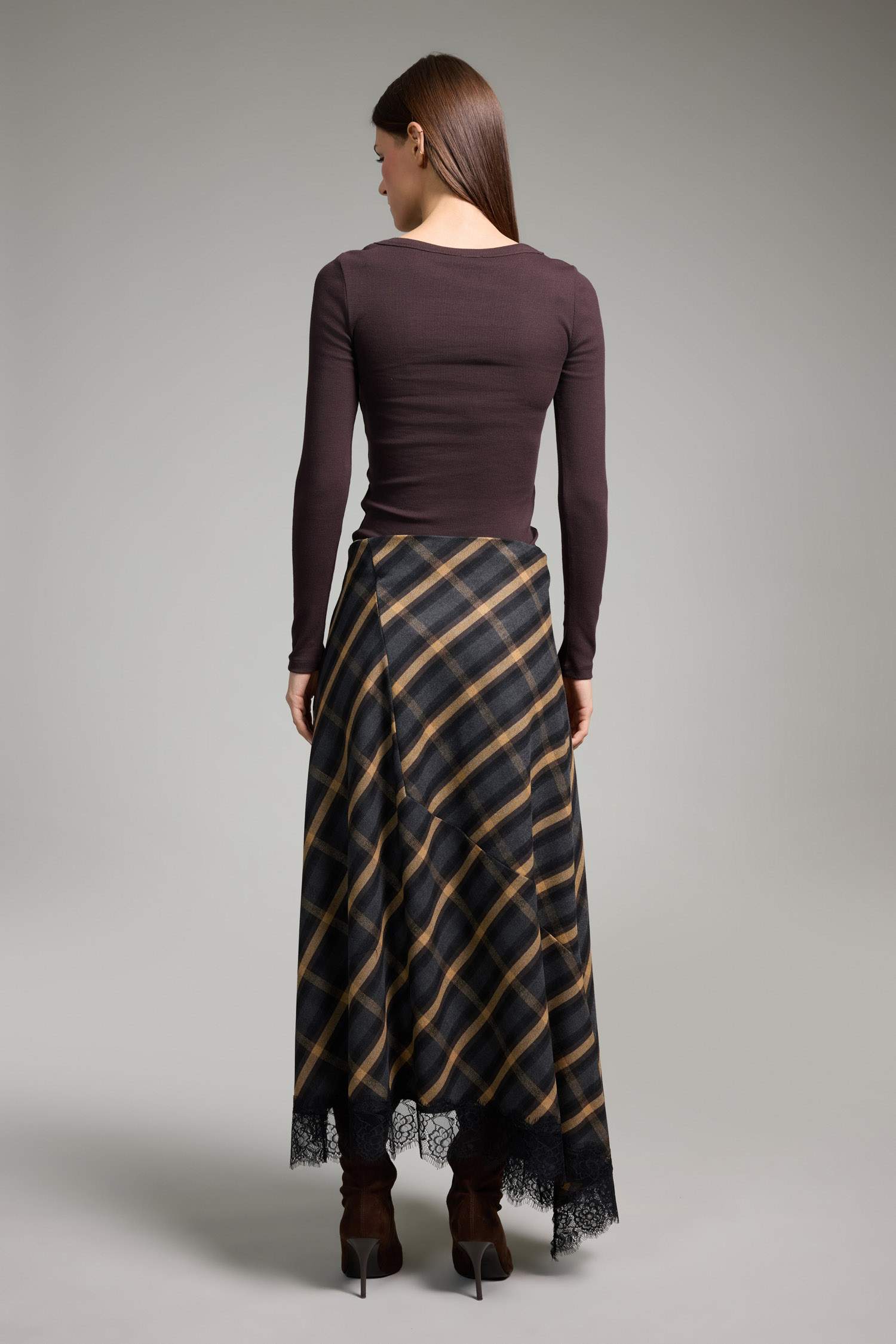 A Cut Printed Normal Waist Midi Skirt