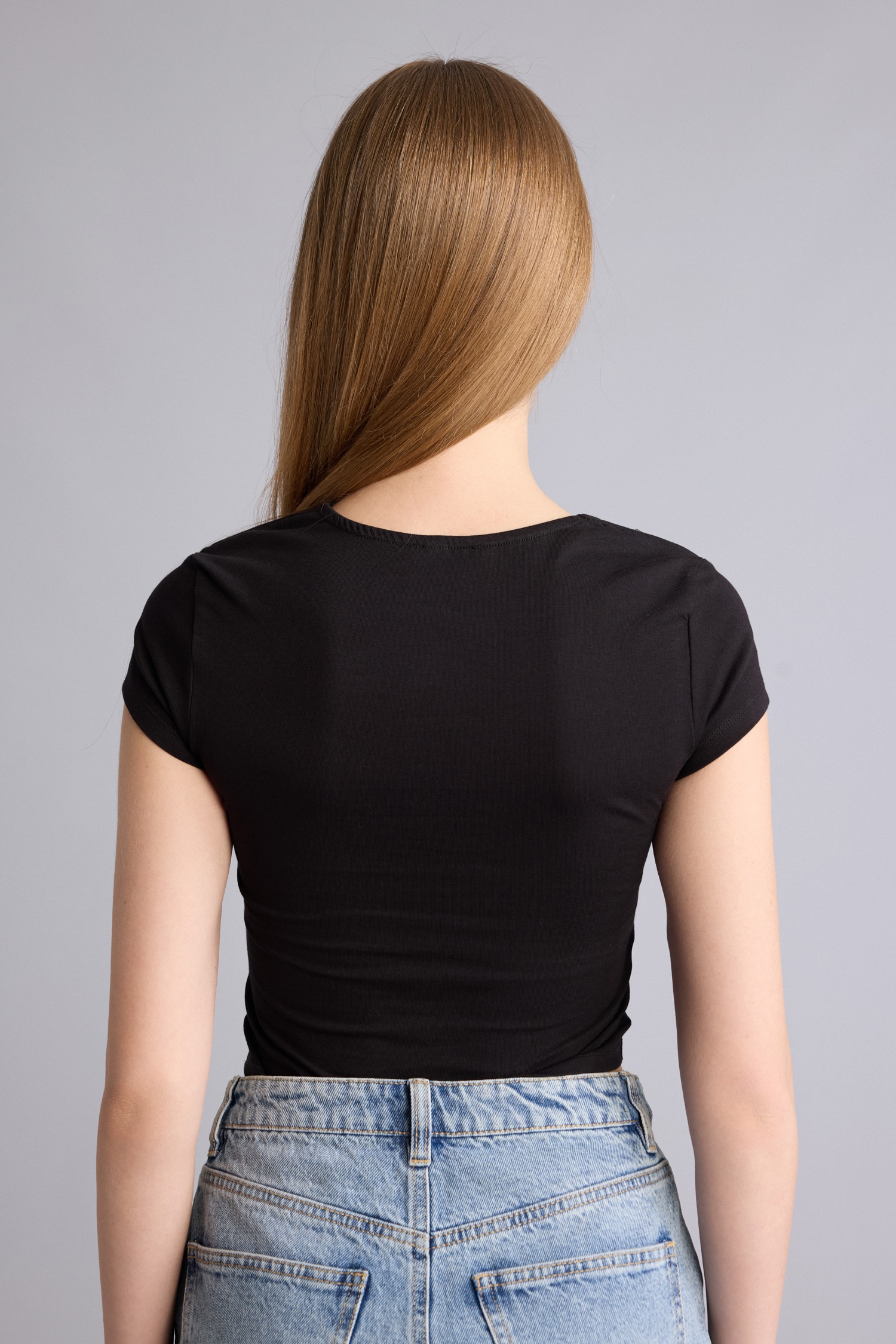 DeFacto Fıtted Basıc Crop Tişört görsel 5