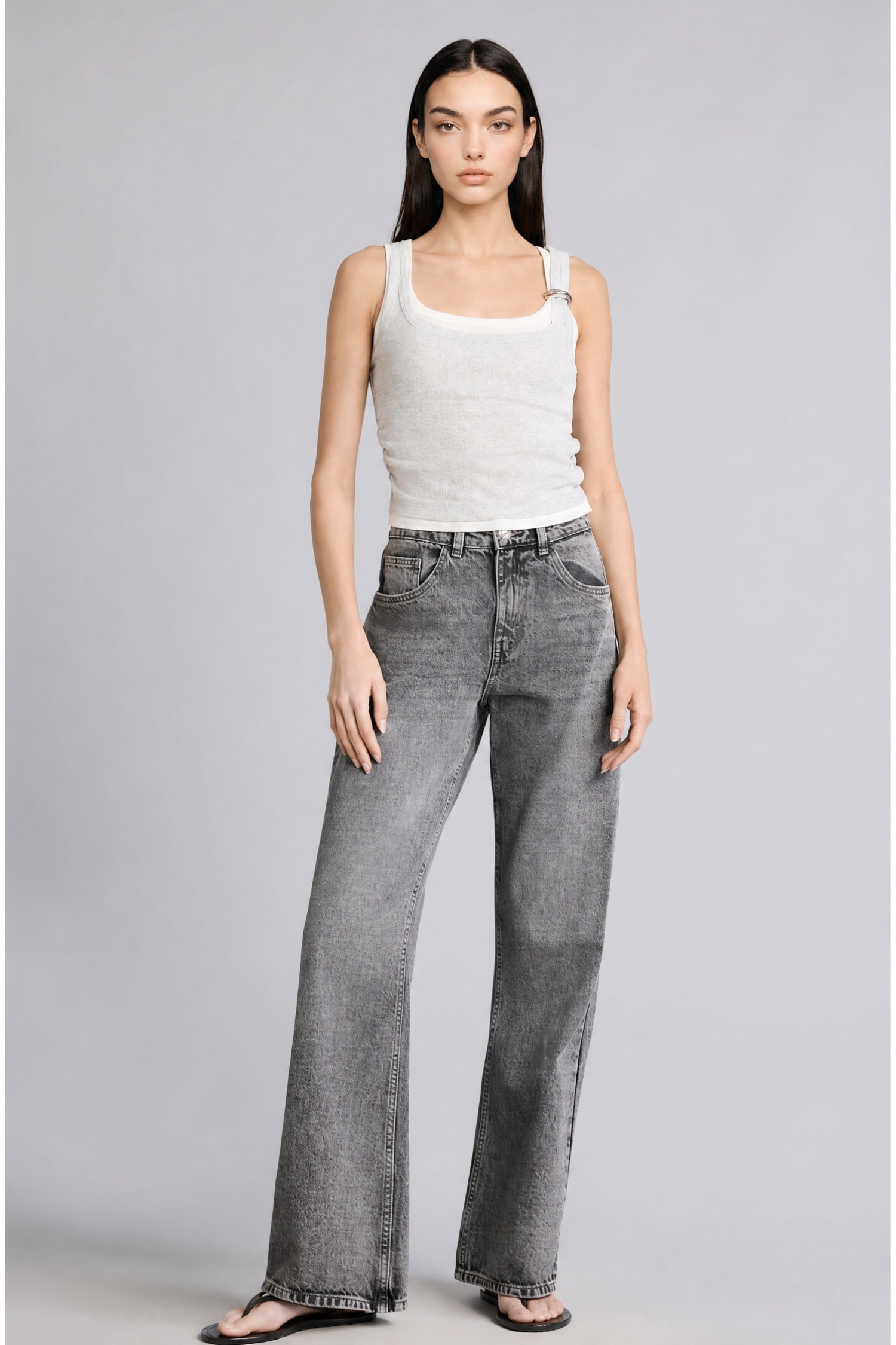 DeFacto Slim Fit U Yaka Ribana Pamuklu Atlet görsel 2