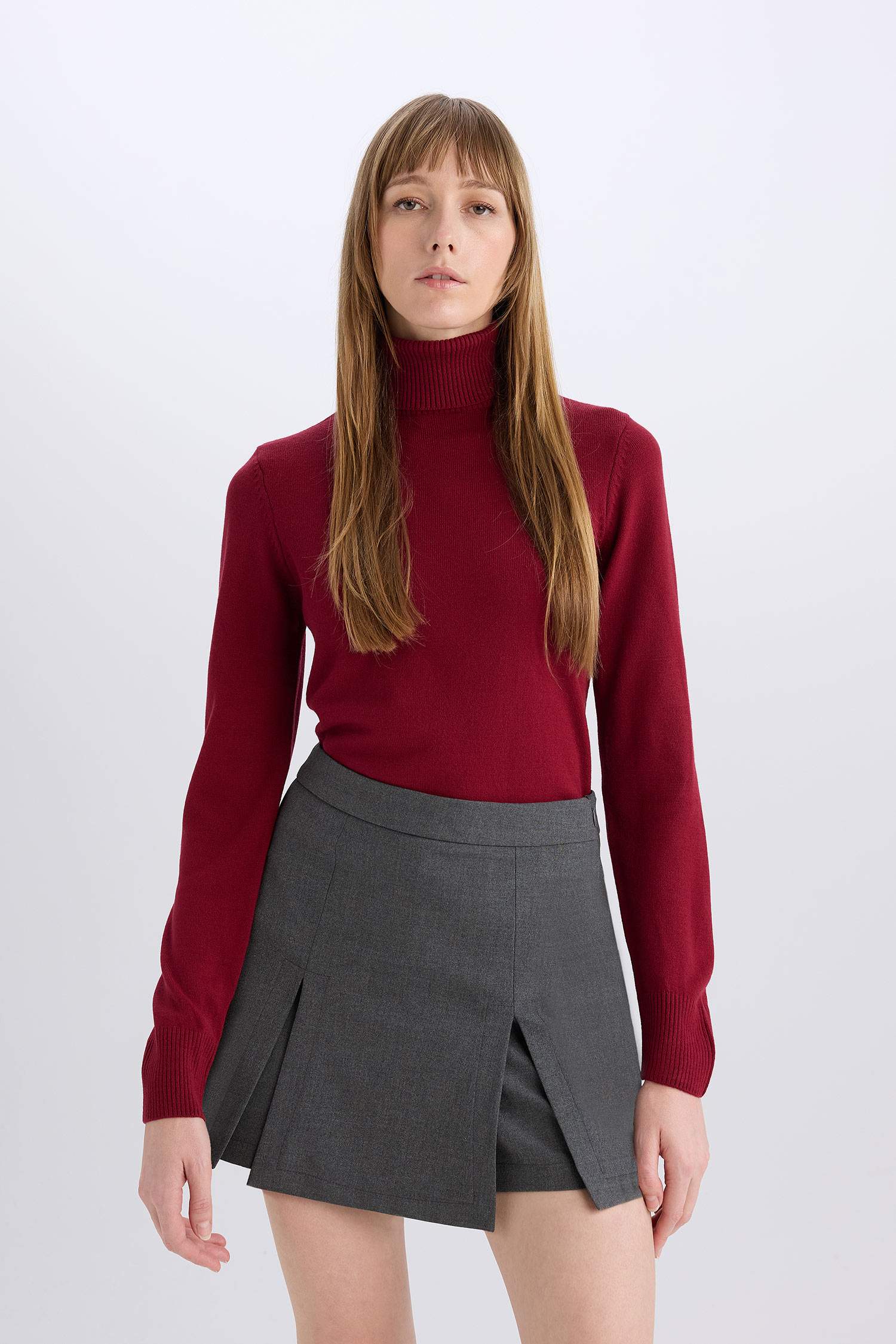 Regular Fit Yumuşak Dokulu Balıkçı Yaka Basic Düz Triko Kazak