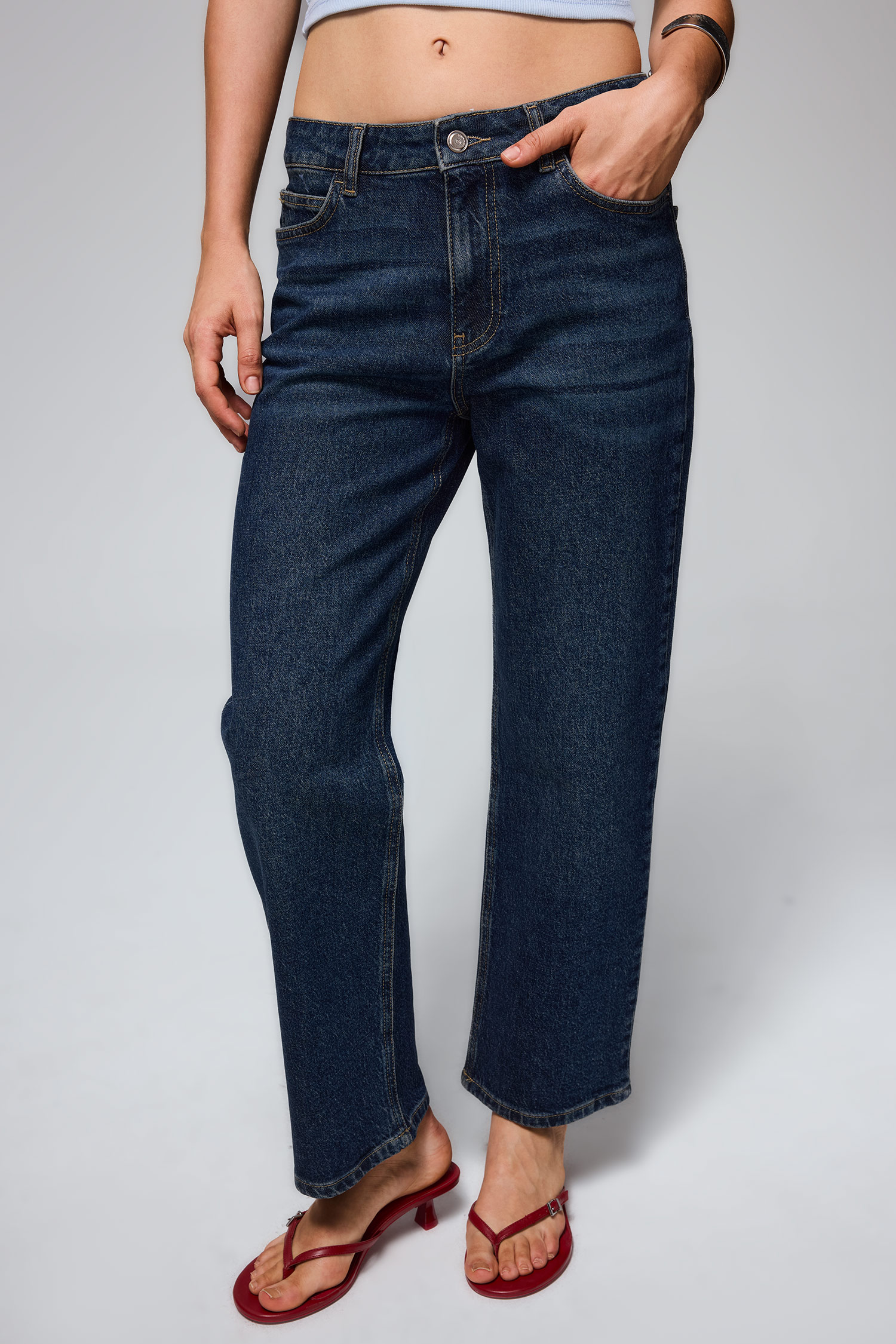 DeFacto Comfort Straight 5 Cepli Yıkamalı Jean Pantolon görsel 3
