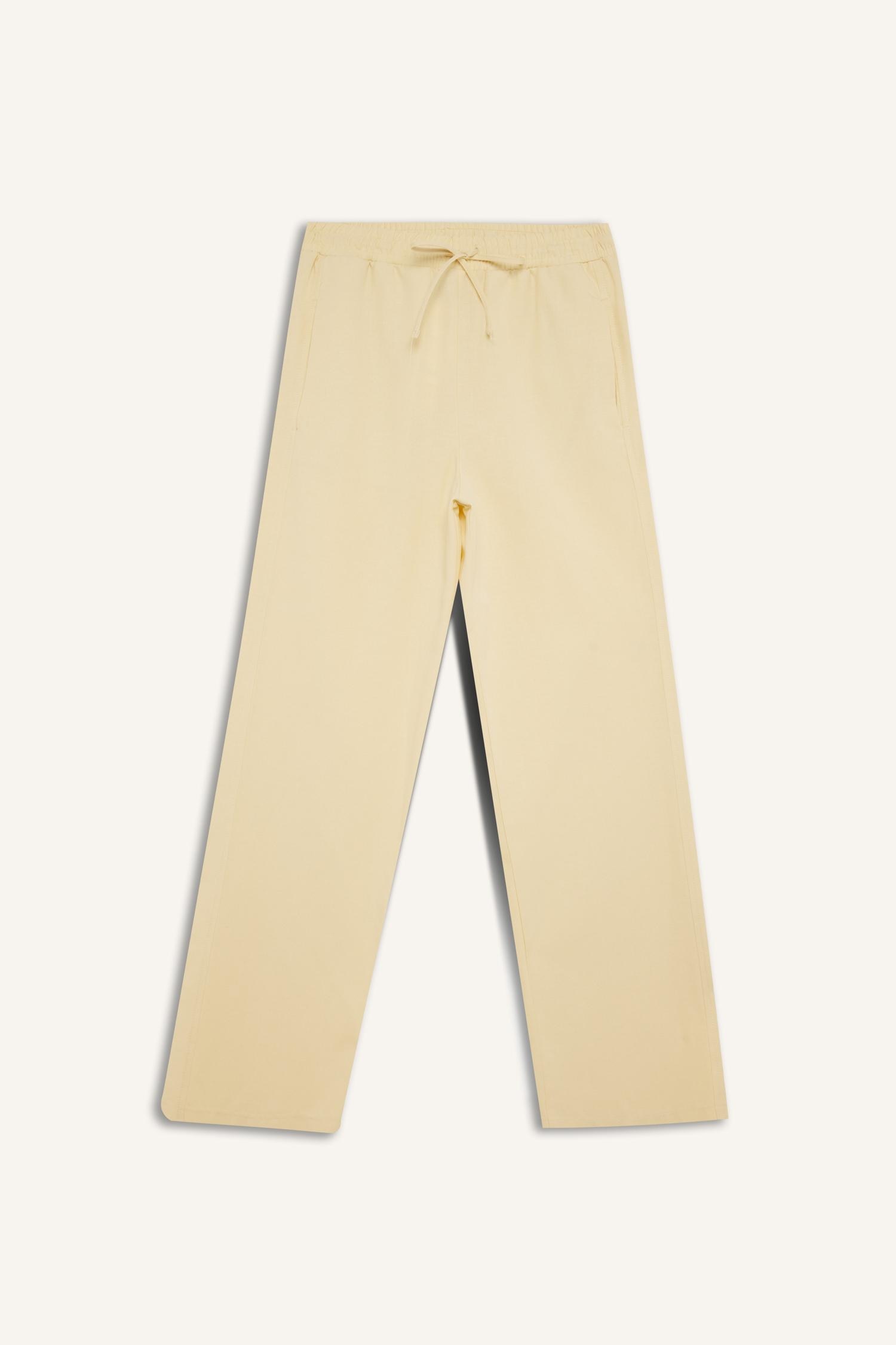 Wide Straight Linen Blend Trousers