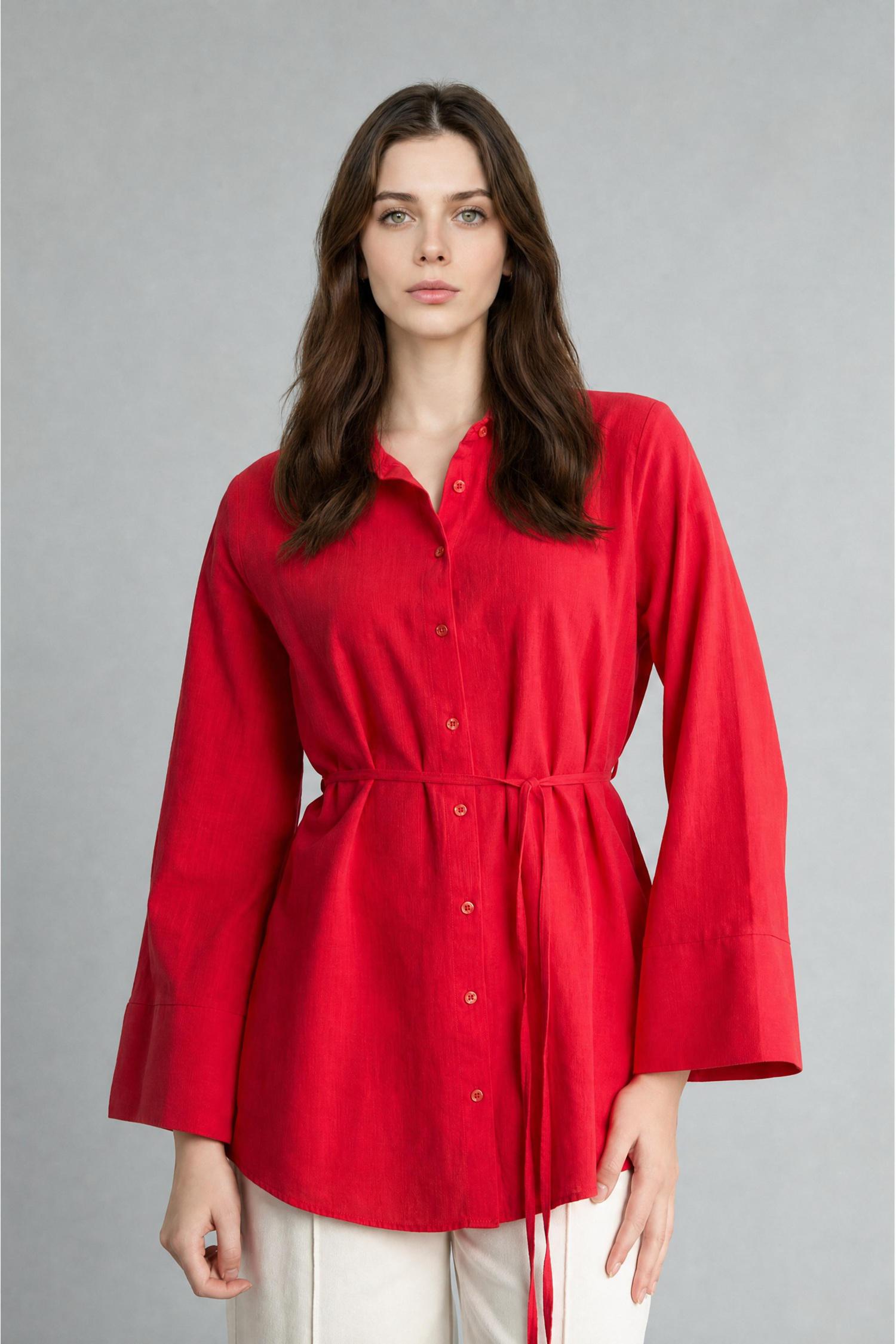 DeFacto Regular Fit Flamlı Pamuk Tunik görsel 3