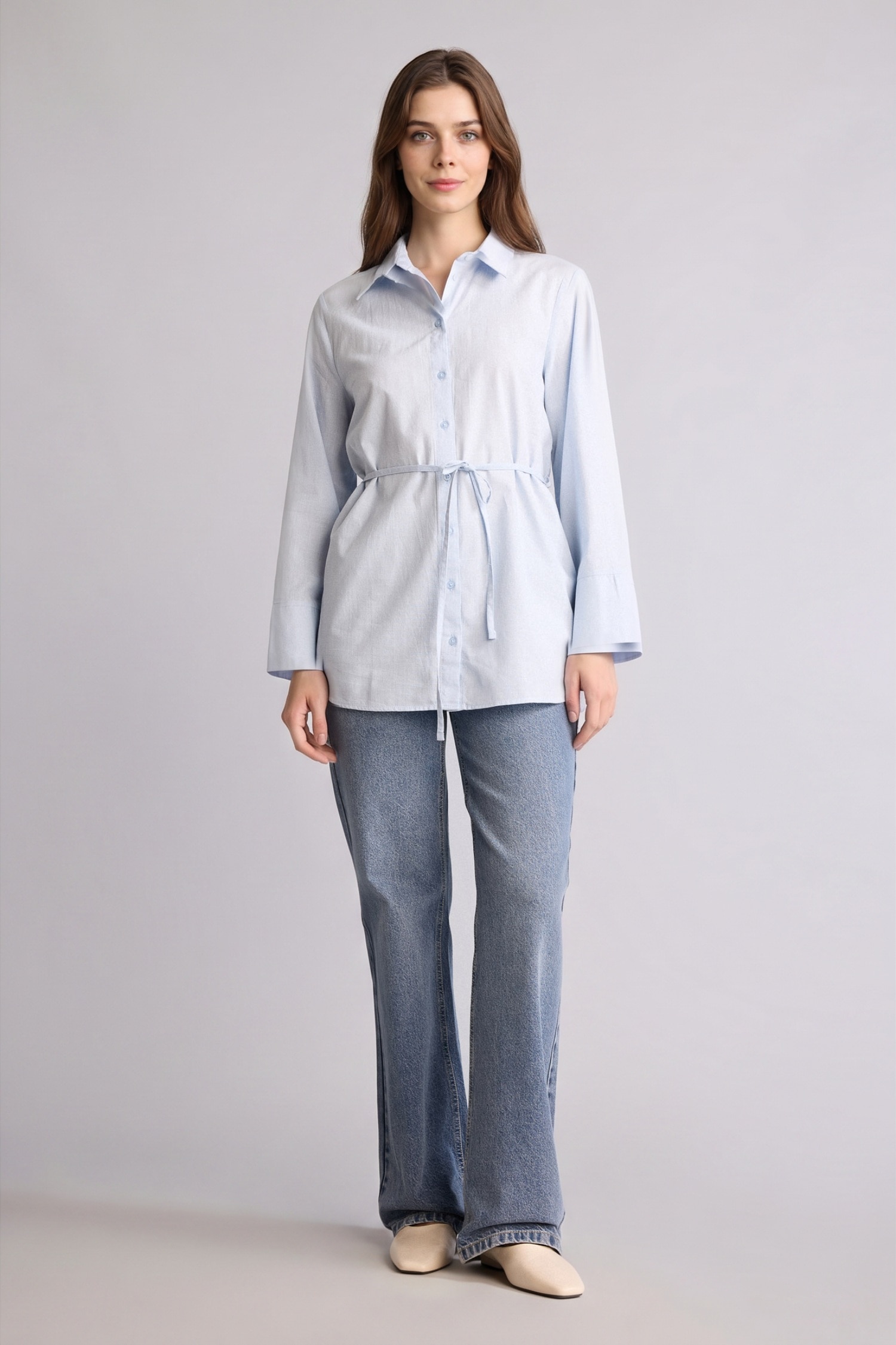 DeFacto %100 Pamuk Regular Fit Flamlı Tunik görsel 2