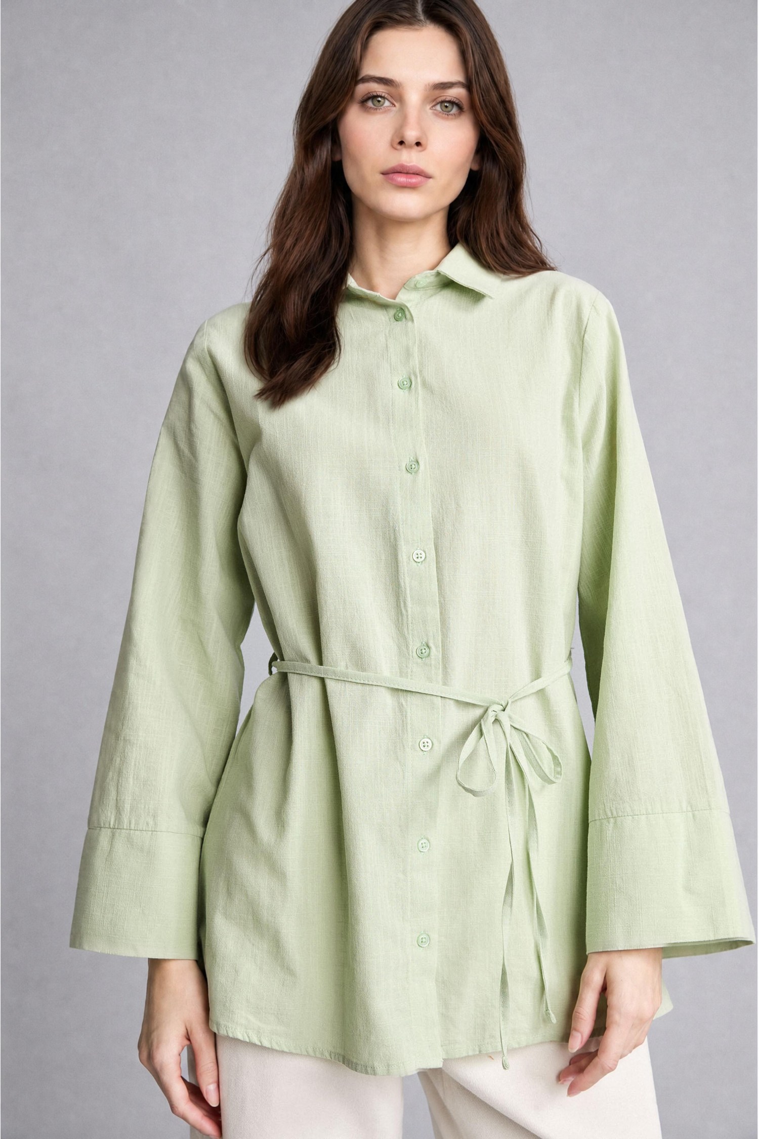 DeFacto %100 Pamuk Regular Fit Flamlı Tunik