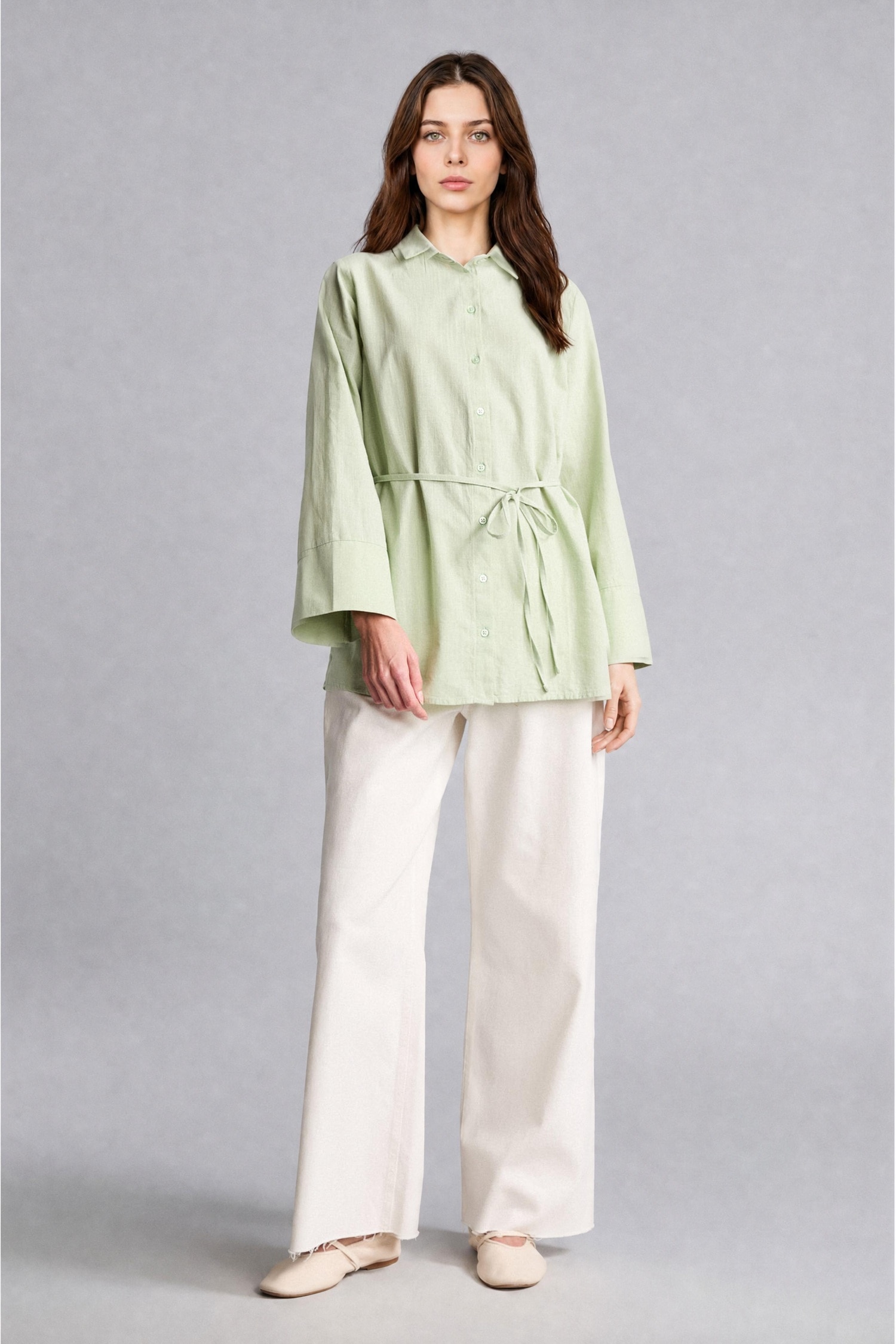 DeFacto %100 Pamuk Regular Fit Flamlı Tunik görsel 2