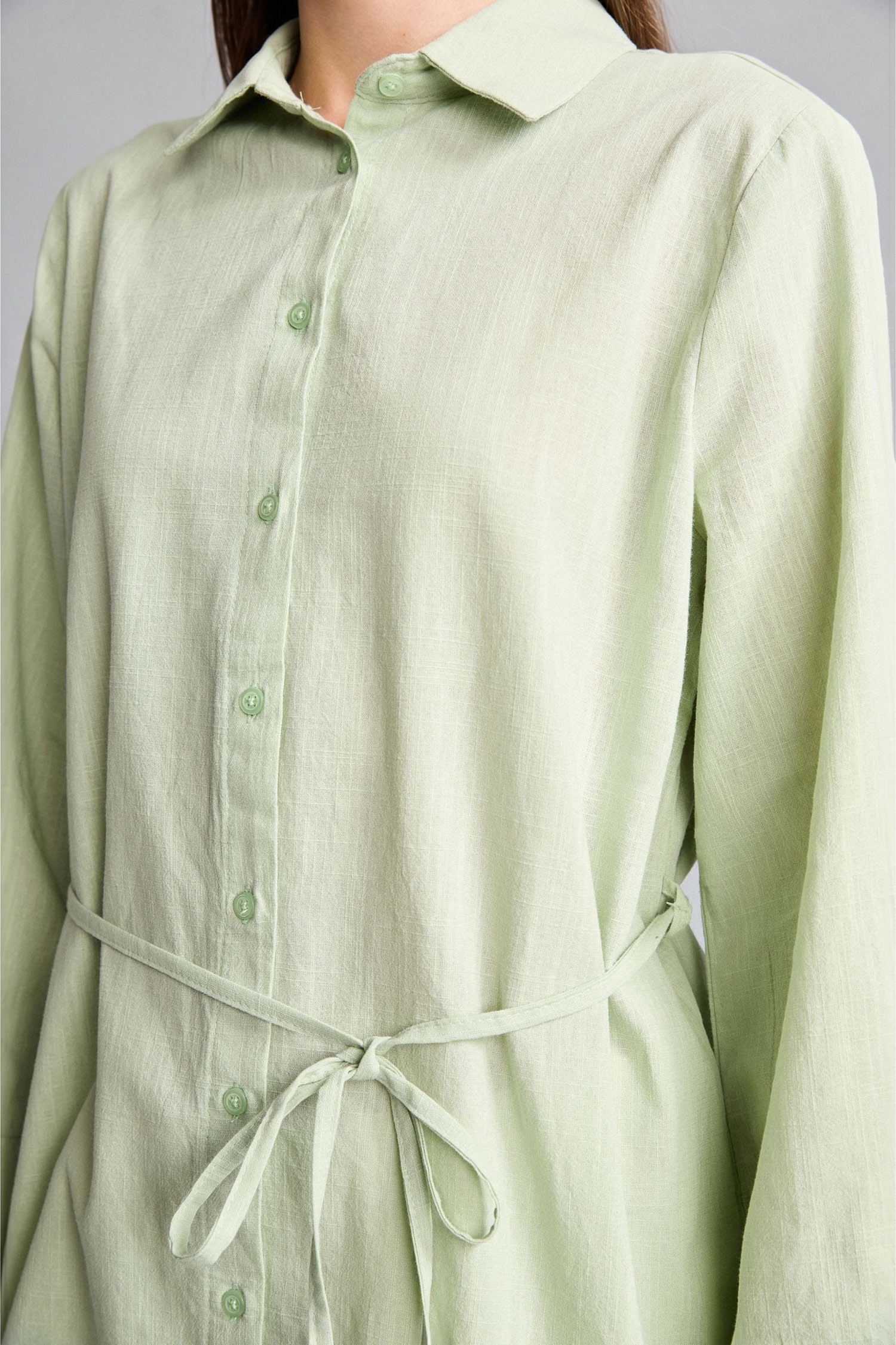 DeFacto %100 Pamuk Regular Fit Flamlı Tunik görsel 4
