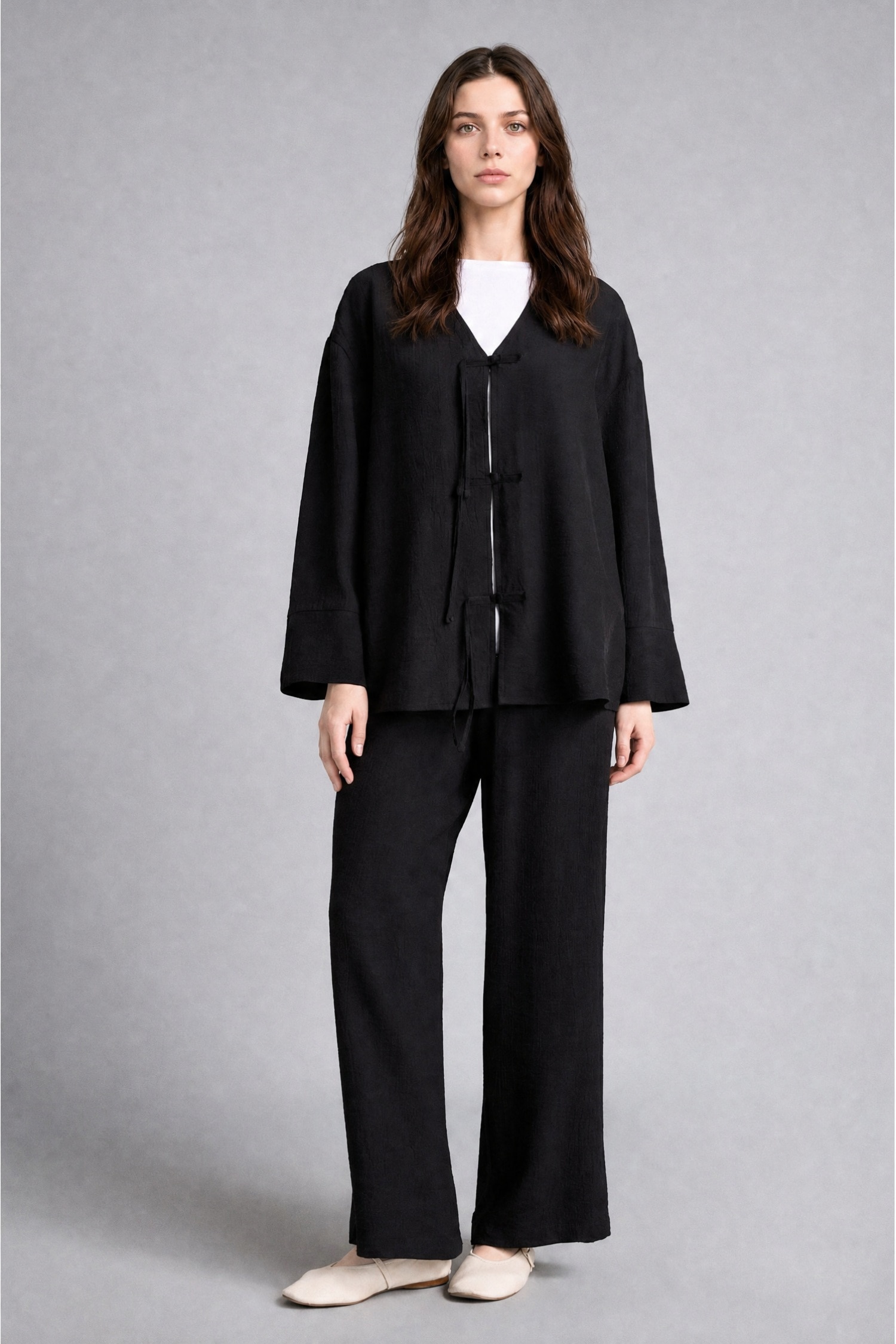 DeFacto Regular Fit V Yaka Kimono görsel 2