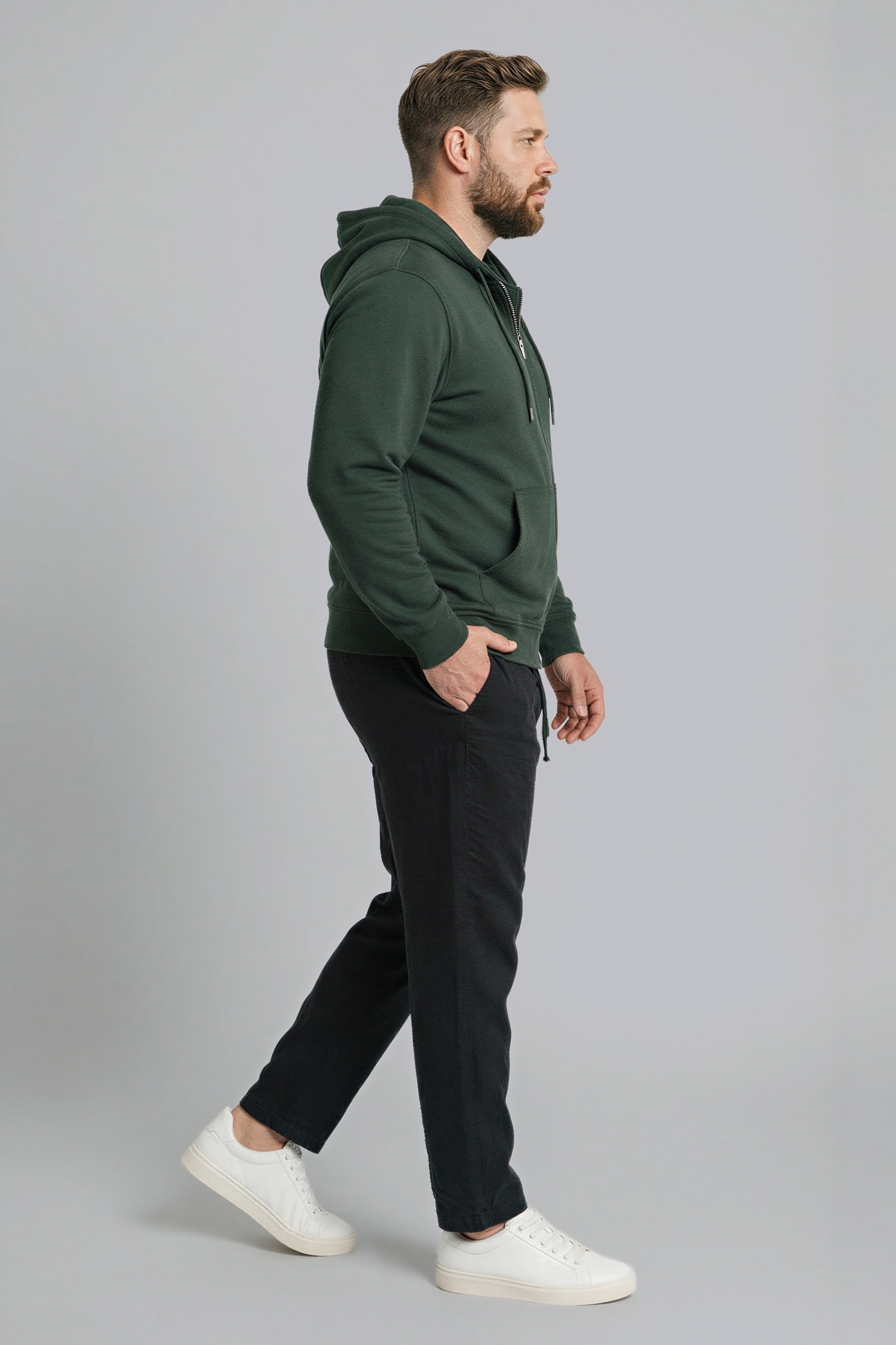 DeFacto %100 Pamuk Büyük Beden Kapüşonlu Fermuarlı Sweatshirt görsel 2