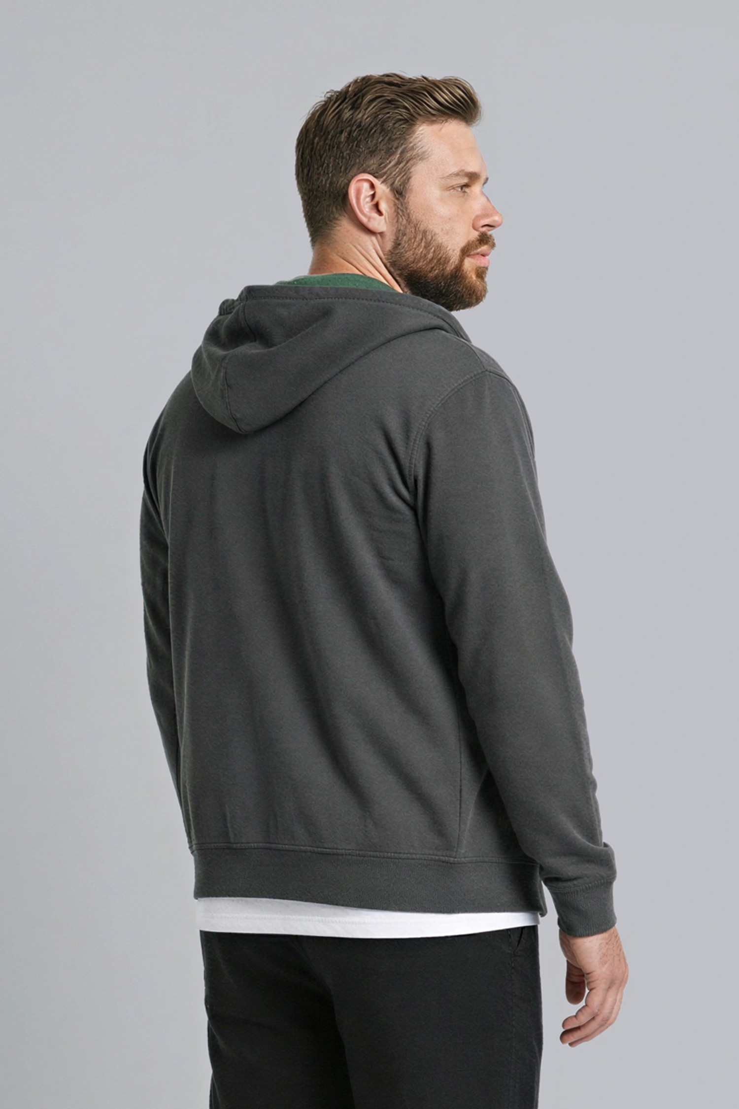 DeFacto %100 Pamuk Büyük Beden Kapüşonlu Fermuarlı Sweatshirt görsel 3